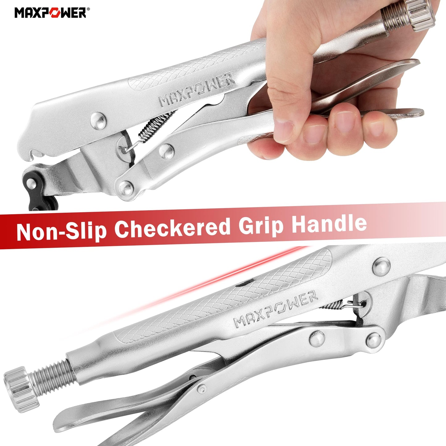 MAXPOWER 9-Inch Locking Chain Clamp with Adjustable 47-Inch Chain, Heavy-Duty Vise Grip Pliers for Securing Irregular Shapes and Pipes