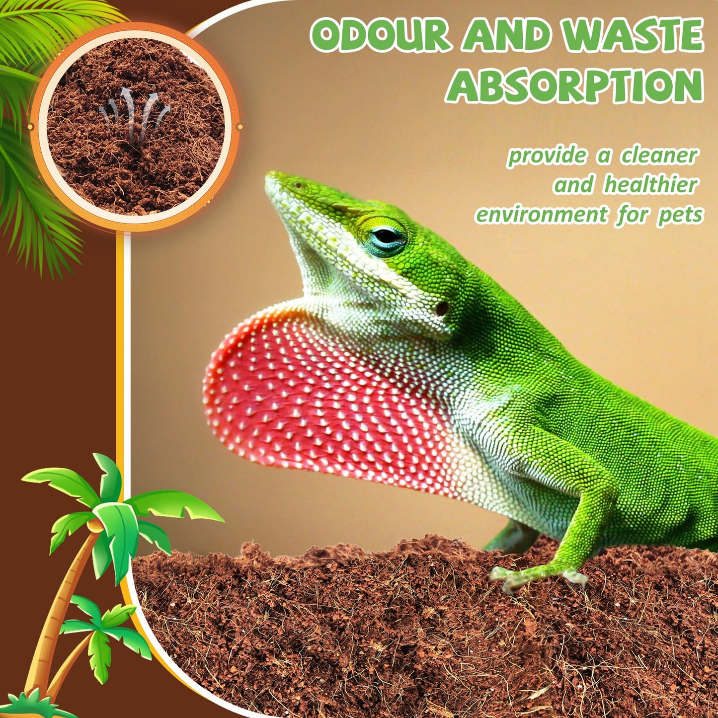 Riare 10 LBS Natural Coconut Fiber Substrate for Reptile- Premium Compressed Coconut Husk Terrarium Bedding for Reptile, Tortoise, Frogs, Snakes, Hermit Crabs, Burrowing Animals
