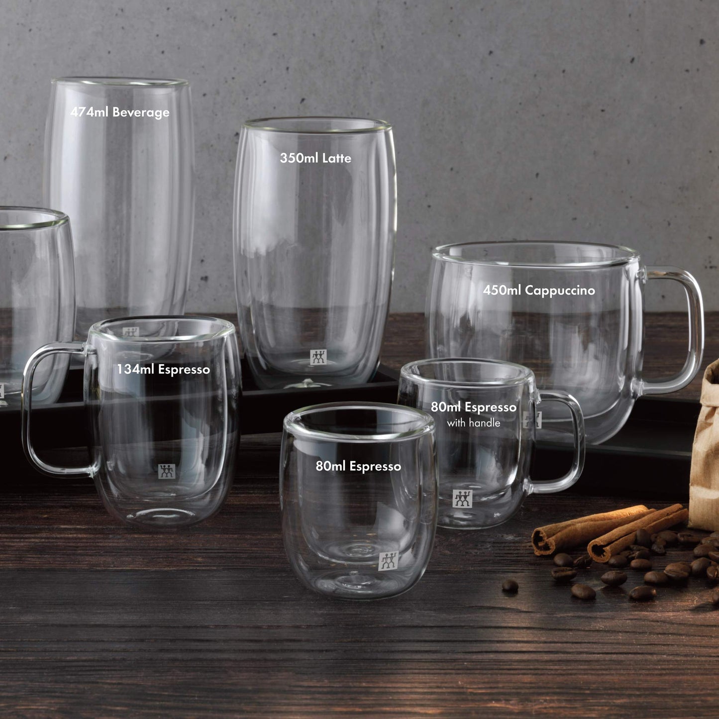 ZWILLING Sorrento 8 Piece Insulated Double-Wall Glassware Coffee Cup Set - Value Pack
