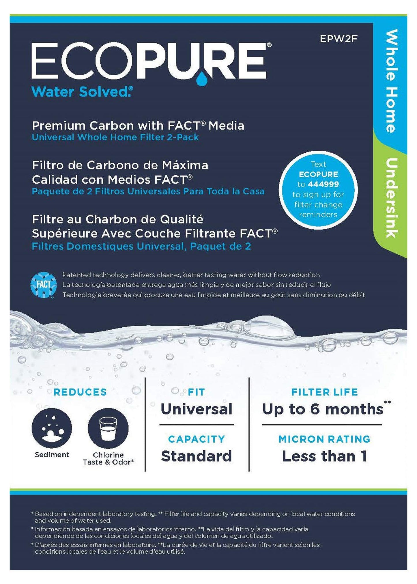 EcoPure EPW2F Premium Carbon Fact Universal Whole Home Filter