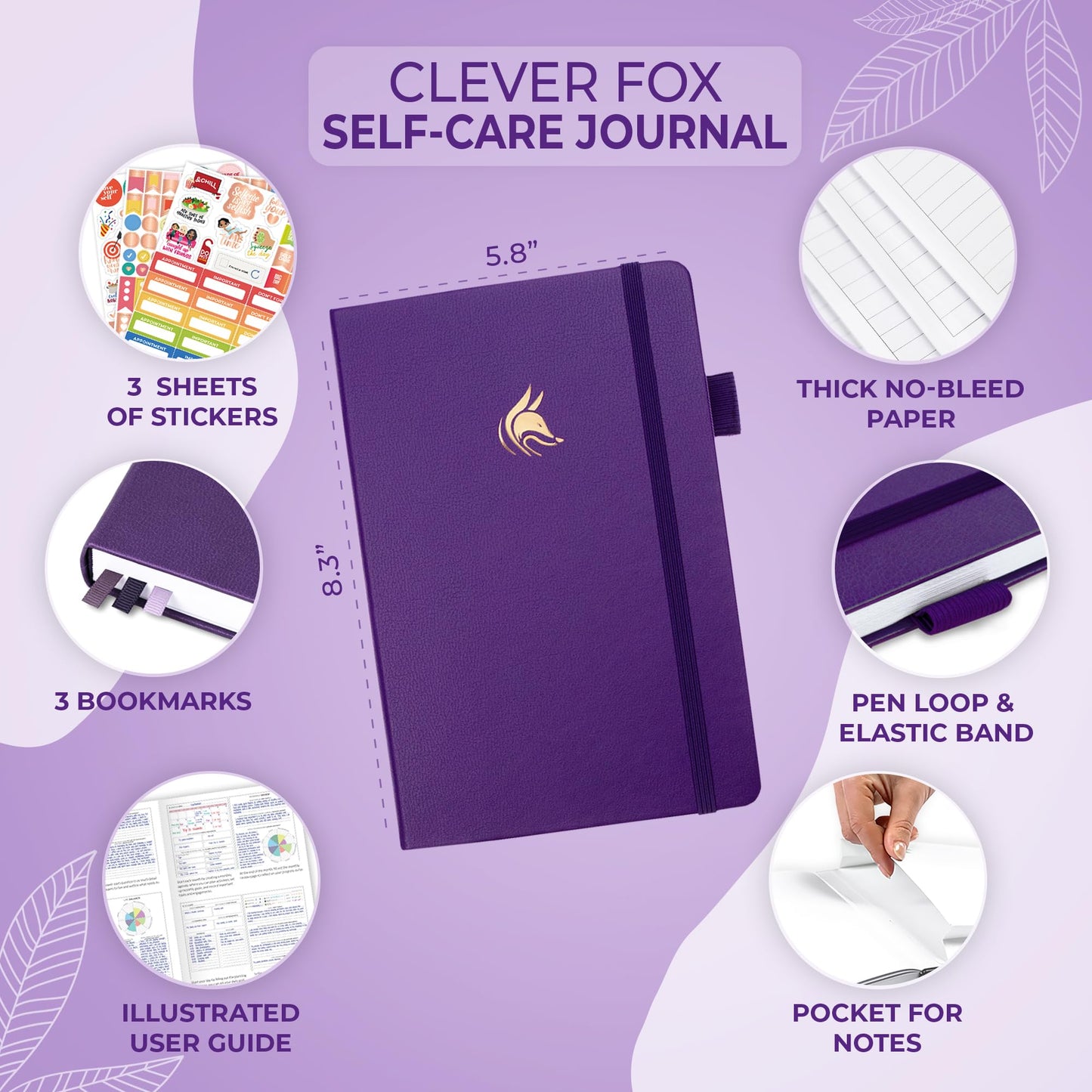 Clever Fox Self-Care Journal – Wellness & Daily Reflection Notebook – Mental Health & Personal Development – Self-Care, Meditation & Mood Journal for Women & Men – A5 Size (Purple)
