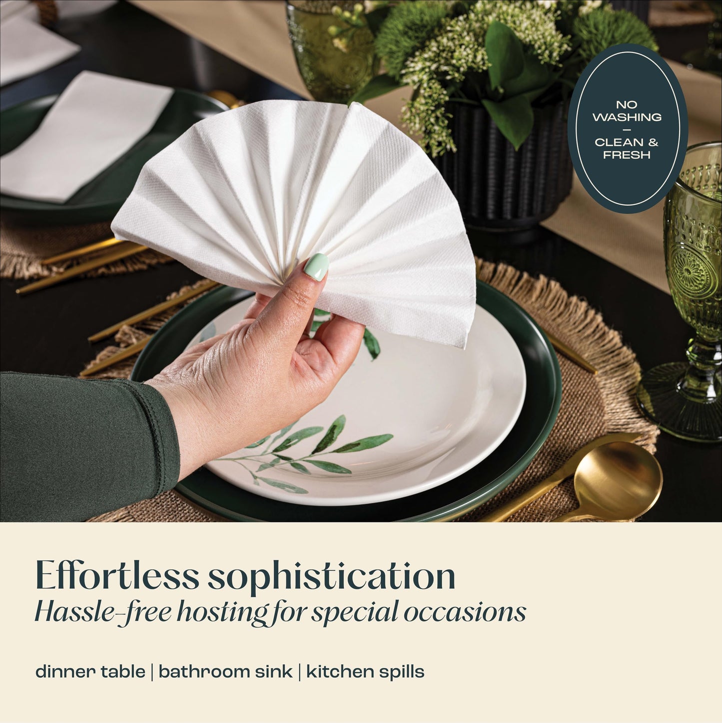 300-pack Servietto Disposable Linen-Feel Guest Towels [8" x 17" ] - Cloth-Like Hand Bathroom Napkins, Made In USA - Soft and Absorbent Paper Napkin for Kitchen, Bathroom, Party, Wedding, Or Event