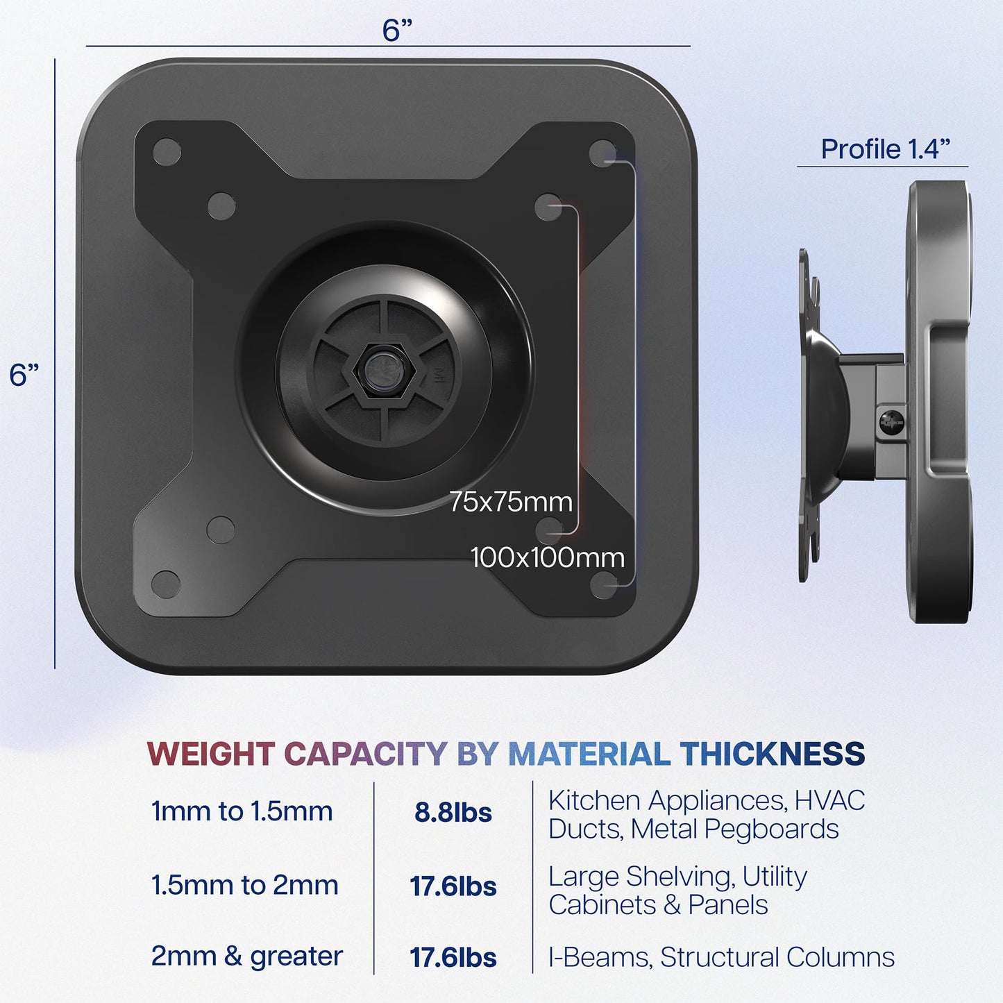VIVO Magnetic 13 to 34 inch Monitor Mount for Steel Surfaces, Holds up to 17.6 lbs on Surfaces Over 1.5mm Thick, Black, MOUNT-MAG01
