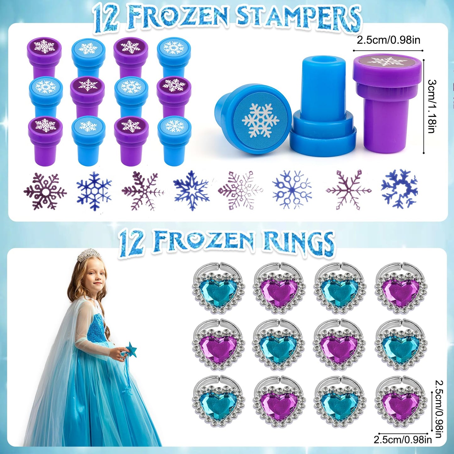 Frozen Party Favors, Princess Frozen Birthday Party Supplies Goodie Bag Stuffers for Girl Kids Party Favors Pinata Prizes