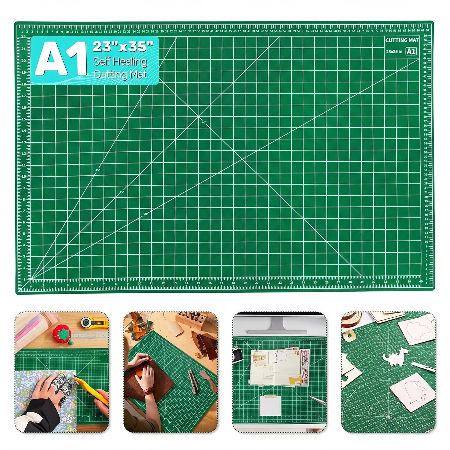 Tujurich Self Healing Cutting Mat, 35" x 23", Double-Sided Rotary Cutting Mat for Sewing, Quilting, Scrapbooking, Fabric & Craft Cutting Board, 90 x 60 cm (A1)
