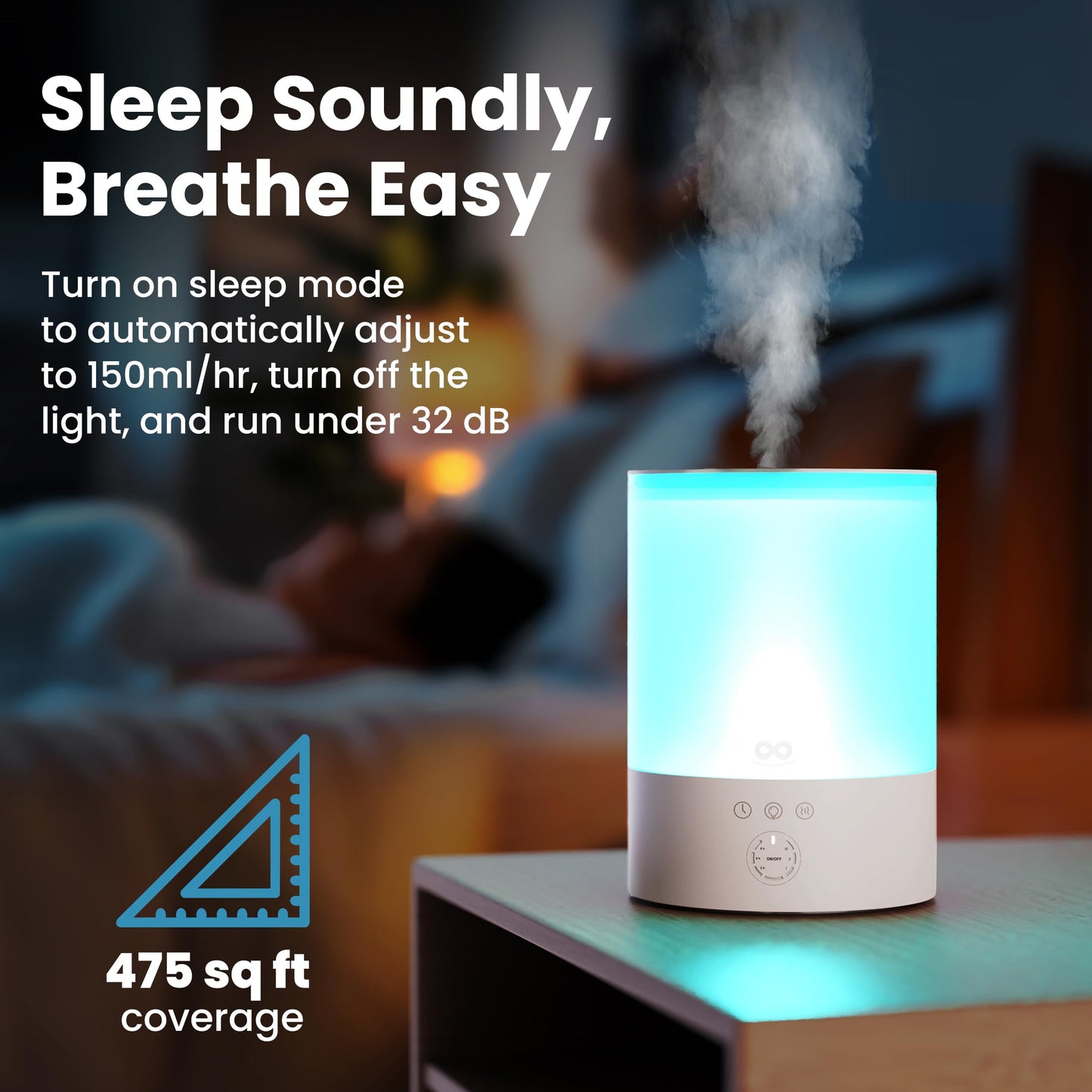 Everlasting Comfort 2.5L Top Fill Humidifiers for Bedroom - Quiet Easy to Fill & Clean, 24HR Runtime, Night Lights, Timer, Corded Cool Mist Humidifier, Auto Shut-Off, Essential Oil Diffuser