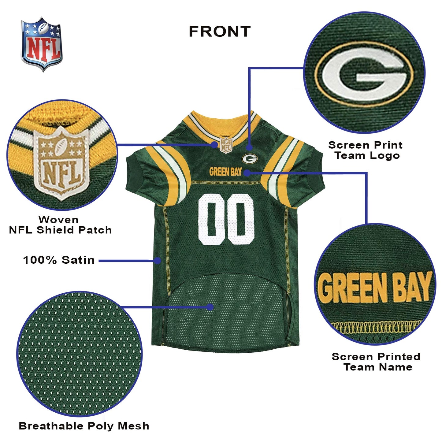 NFL Green Bay Packers Dog Jersey, X-Large