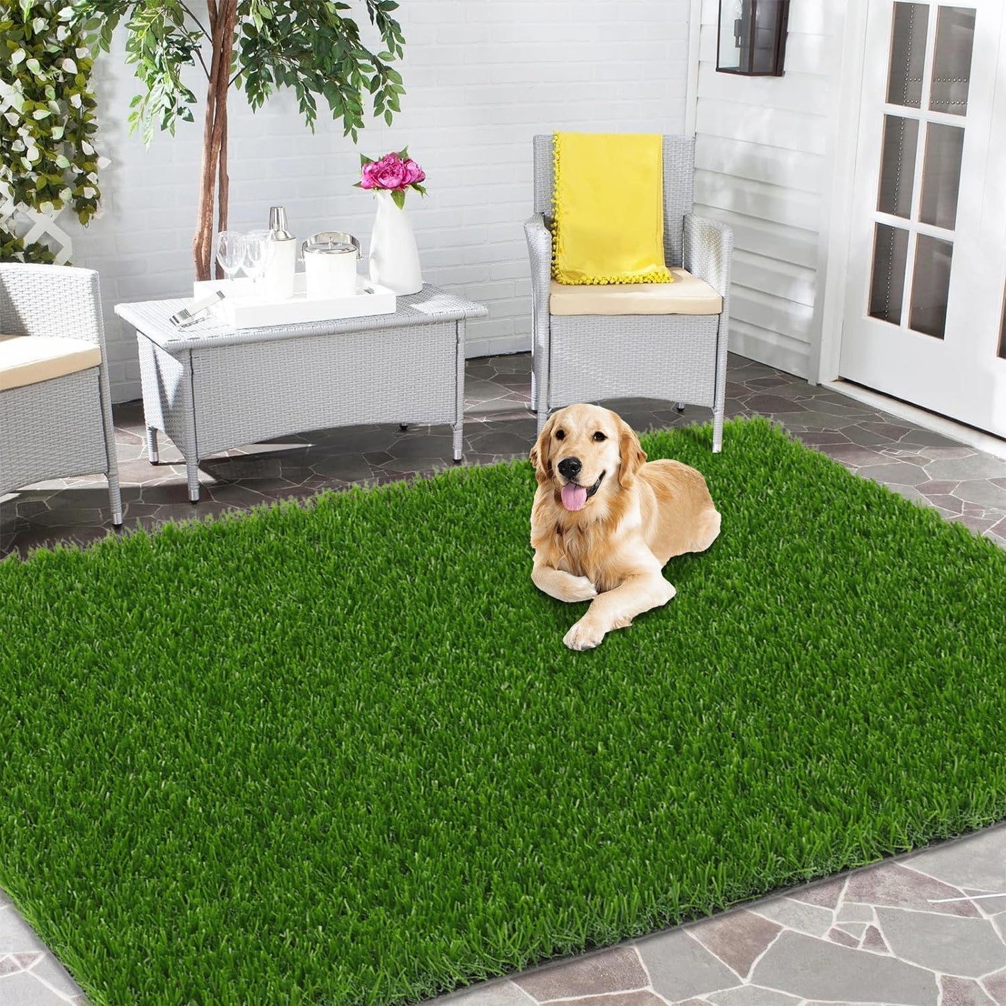 HEBE Artificial Grass Turf Rug 3 x 5 Ft Indoor Outdoor Grass Door Mat Realistic Grass Patch Dog Pee Pads Potty Training Rug with Drainage Holes Turf Carpet for Dogs Pets Patio Backyard