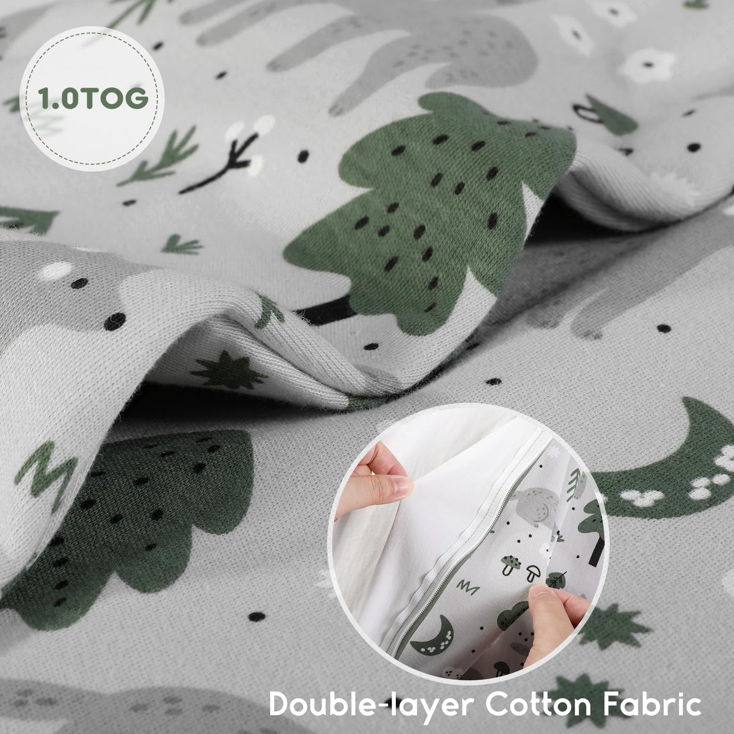 Yoofoss Baby Sleep Sack 6-12 Months TOG 1.0 Baby Wearable Blanket, 2 Pack 100% Organic Cotton Infant Toddler Sleeping Sack 2-Way Zipper Lightweight Sleepsack