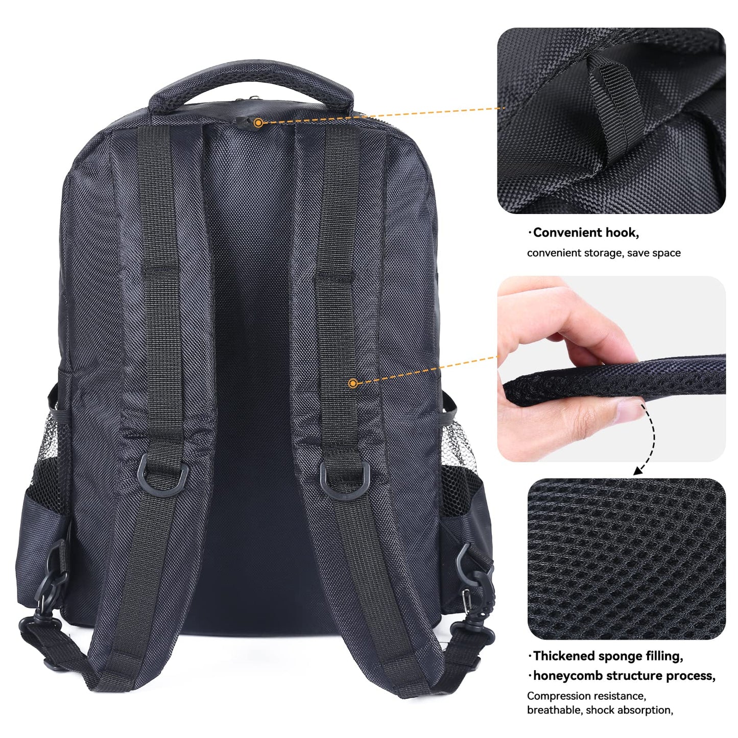 AIHOPESTO Barber Travel Backpack (Black, 17.7 x 12.6 x 7.5 inches), Air Cushion Design, Waterproof, High Capacity for Clippers and Supplies, Black, 17.7" x 12.6"x 7.5", Backpack,travel