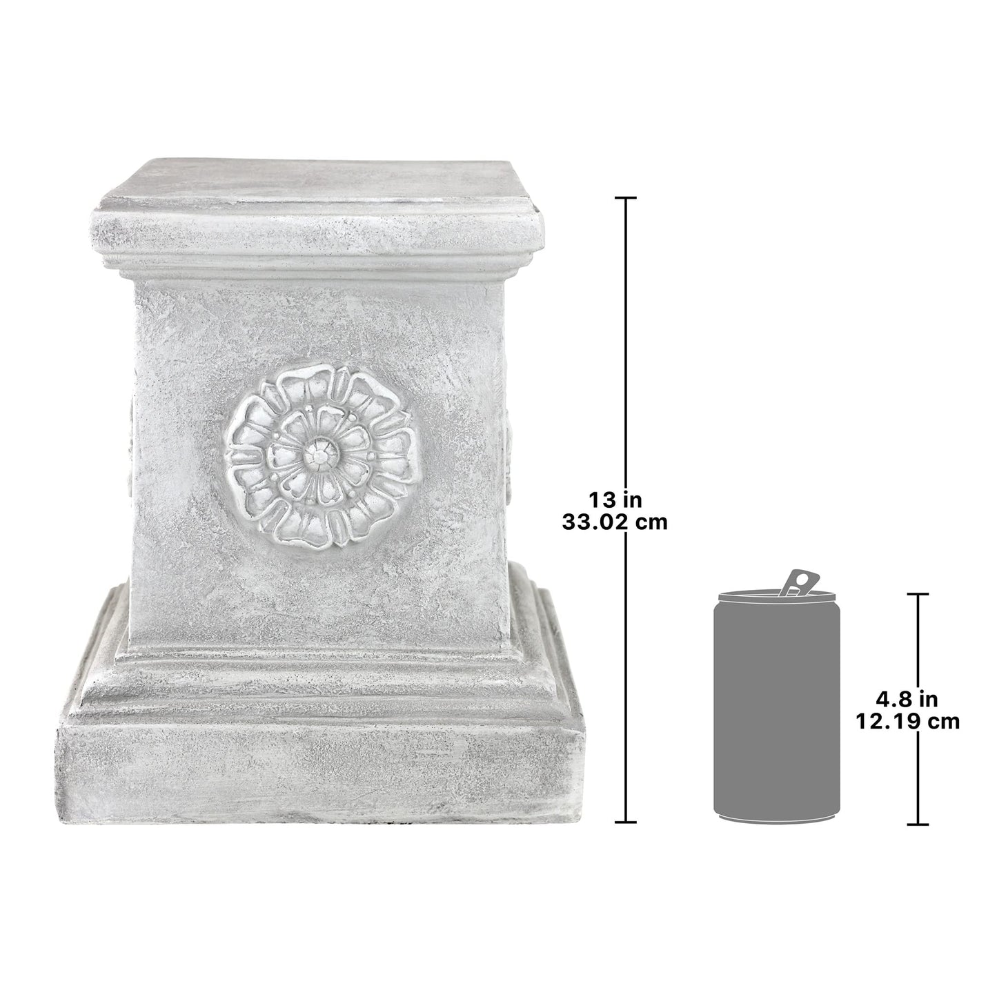 Design Toscano English Rosette Sculptural Garden Plinth Base Riser, Large 33 cm, Polyresin, Antique Stone