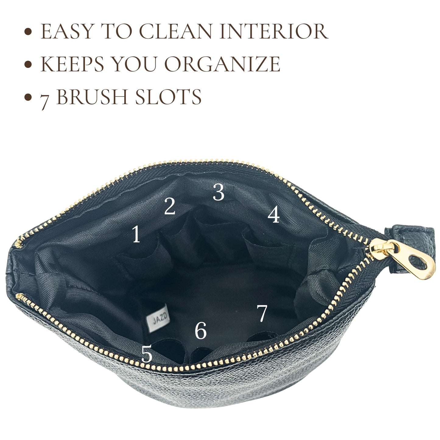 JAZD Travel Makeup Brush Bag Standup Brush Holder Portable Convertible Make up Brush Pouch Cosmetic Case, BLACK, Minimalist Multipurpose