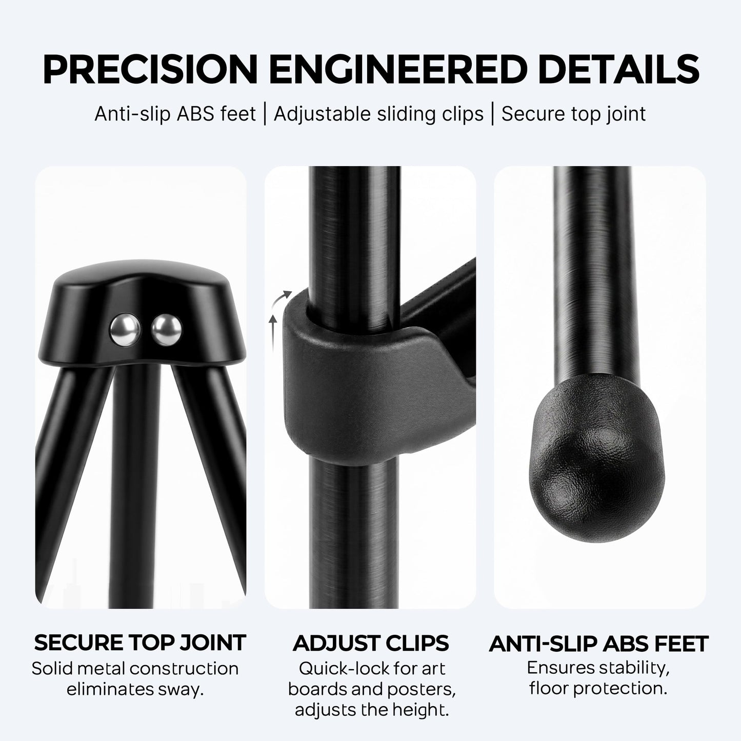 Nicpro Folding Easels for Display, 2 Pack 63 Inch Metal Floor Easel Stand Tripod Black Portable for Artist Poster Wedding with Carry Bag