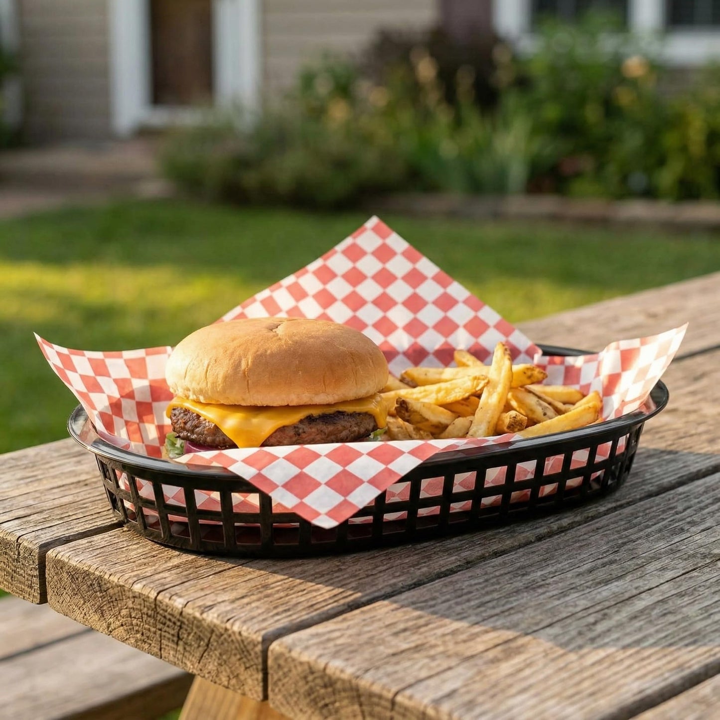 Cedilis 40 Pack Fast Food Baskets, 10.5 x 7 Inch Black Plastic Baskets, Food Service Tray for Hot Dogs, Burgers, Sandwiches, Fries, Barbecues, Picnics, Parties