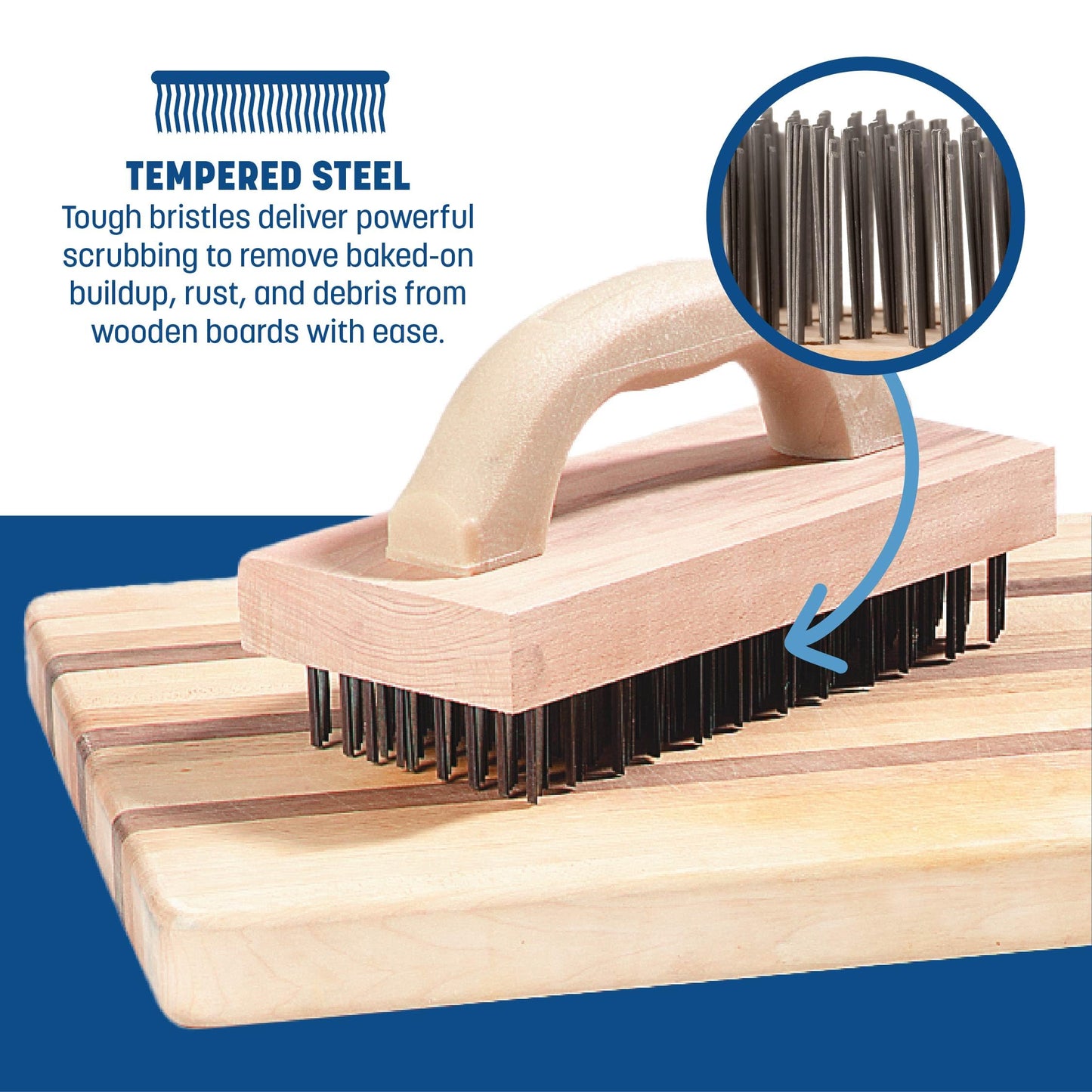 Carlisle FoodService Products Stainless Steel Block Brush with Steel Bristles, 9.38 X 3.78 Inches, Tan