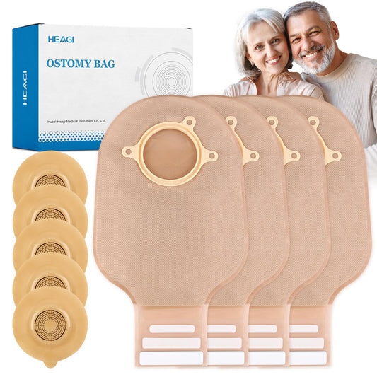 30 PCS Ostomy Supplies – 20 PCS Two-Piece Colostomy Bags + 10 PCS Cut-to-Fit Convex Skin Barriers (45 mm Max), for Ileostomy, Urostomy, Colostomy Stoma Care, Secure Fit, Leak-Proof
