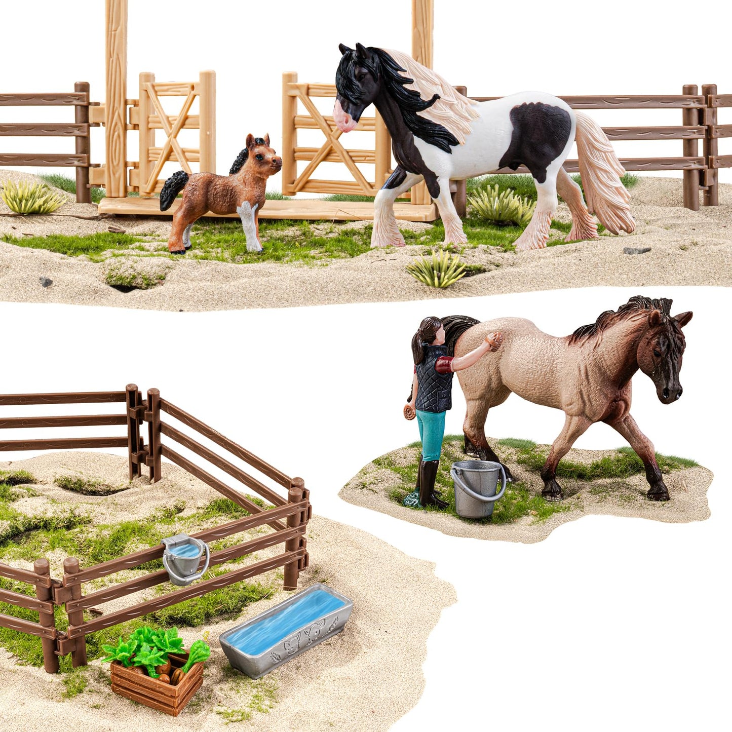 THINKBAY 35 PCS Horses Toys Set for Kids, Solid Realistic Horse Stable Playset Barn Toys for Girls, Ideal Birthday Farm Animals Gift for Toddlers