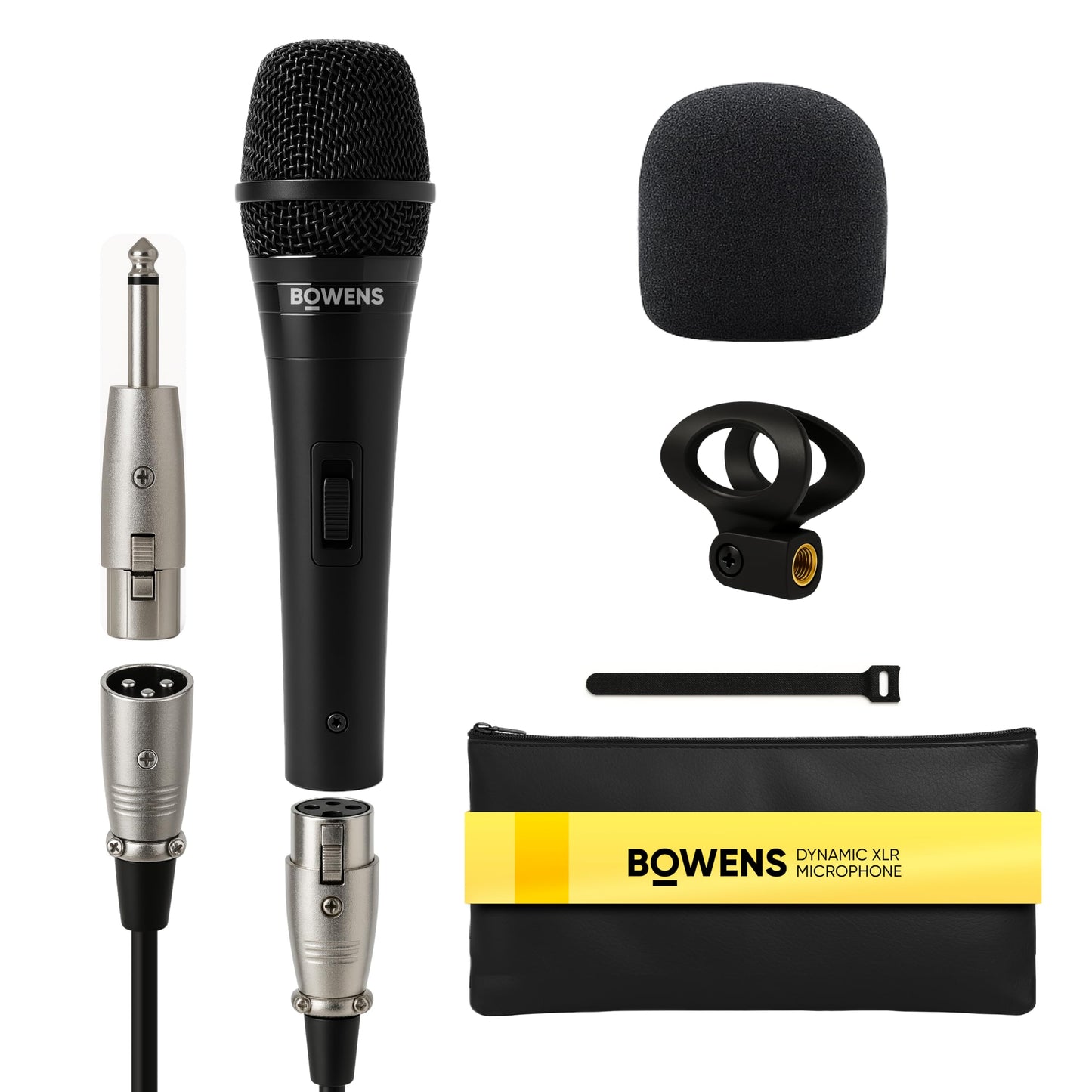 Bowens Dynamic Microphone – Wired Handheld XLR Mic with 15ft Cable, Professional Vocal Microphone for Singing, Karaoke, Podcasting, PA Systems, and Studio Recording Microfono