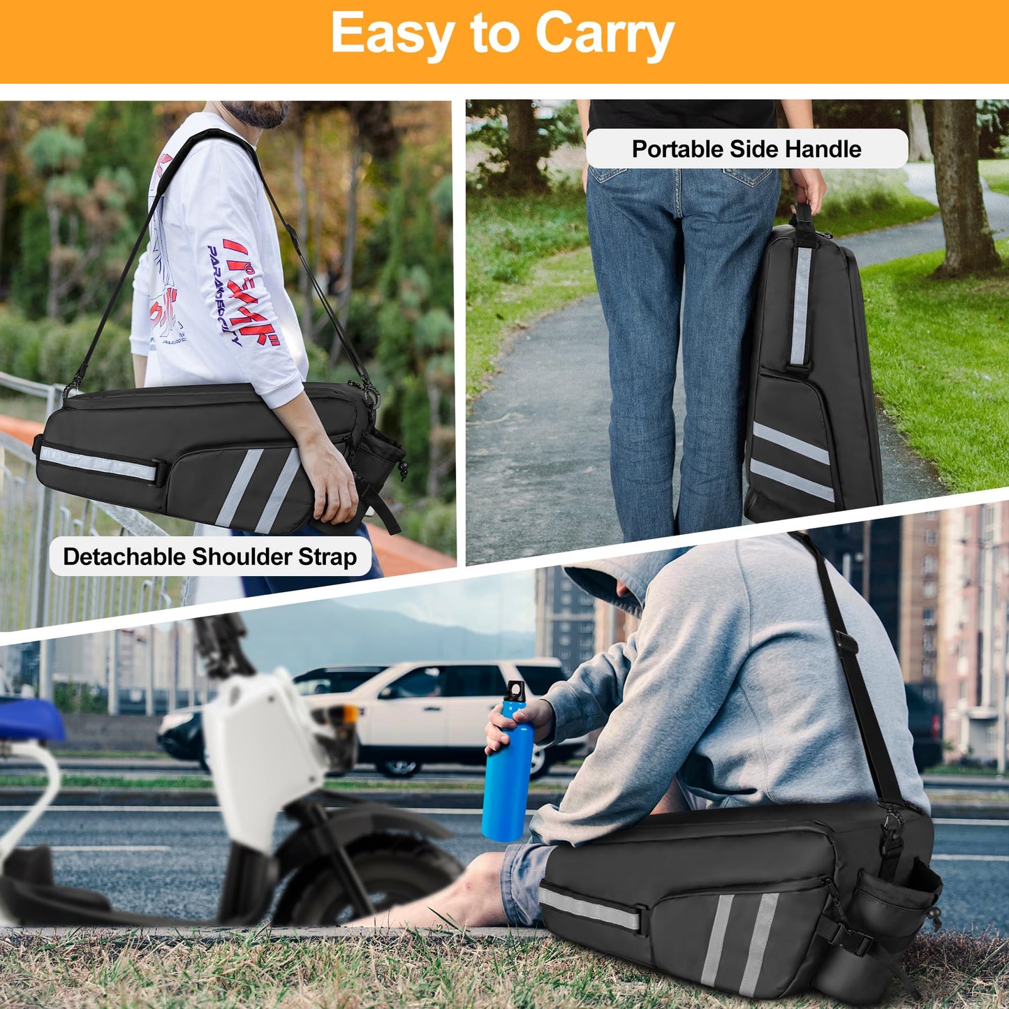 HODRANT Waterproof Under Seat Bag Compatible with Honda Ruckus 2010-2024 Scooter, Cling to Side Frame Box Scooter Under Seat Storage Organizer with Shoulder Strap for Motorcycle Accessories, Bag Only