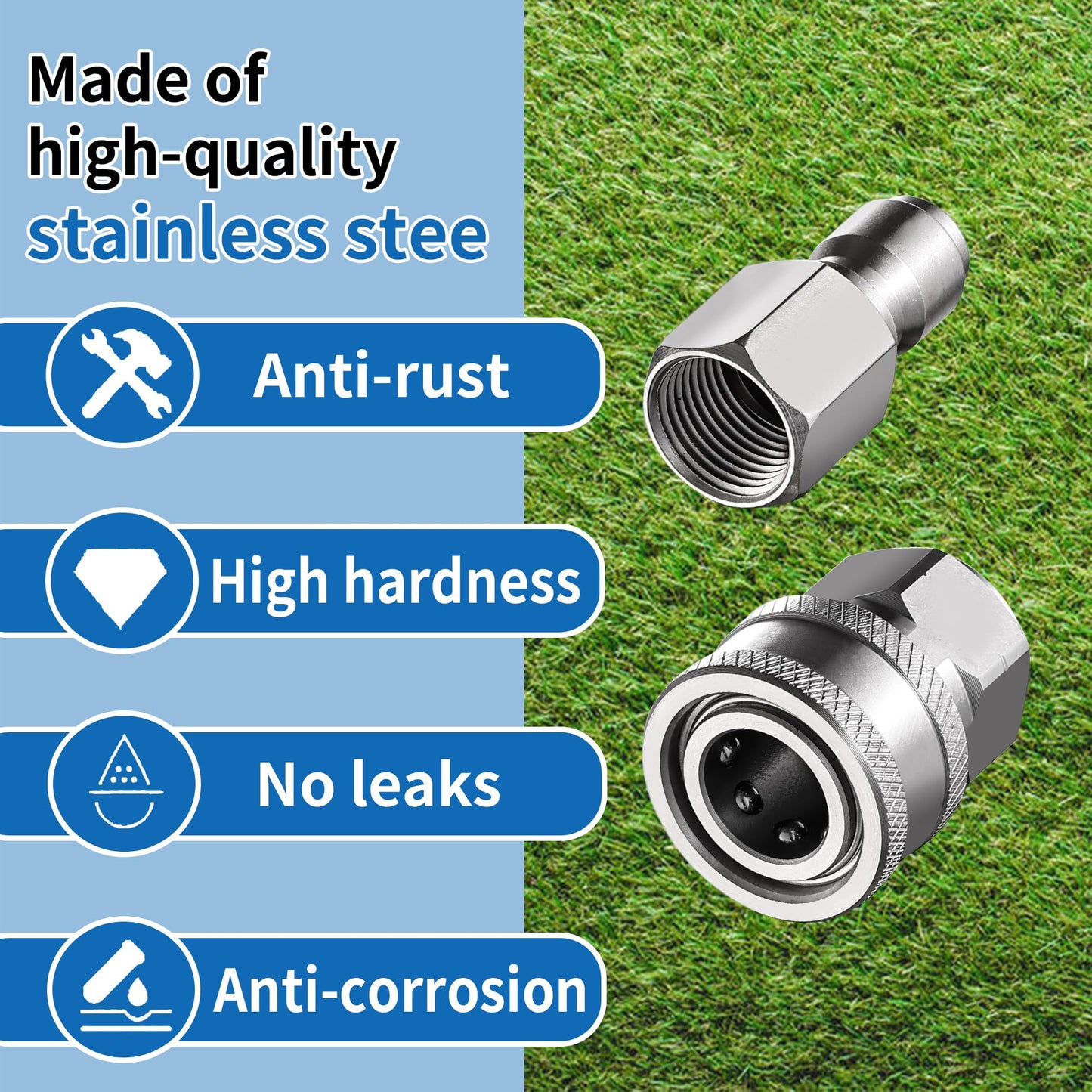 FENG PAI 12Pcs NPT 3/8 Inch Pressure Washer Adapter Set, 6 Sets Stainless Steel Internal Male and Female Quick Connector Kit, Pressure Washer Internal Female and Male Thread Fitting