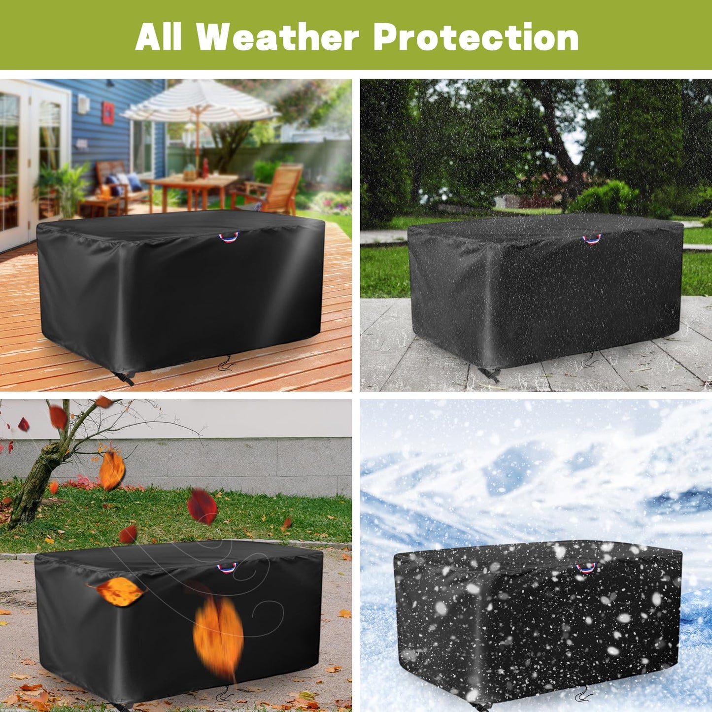 Agustone Outdoor Dining Table Cover, 60" Rectangle Patio Furniture Covers Waterproof, Protective Cover for Outdoor Dining Table Chairs Set - Black, 60 X 38 X 28 Inch