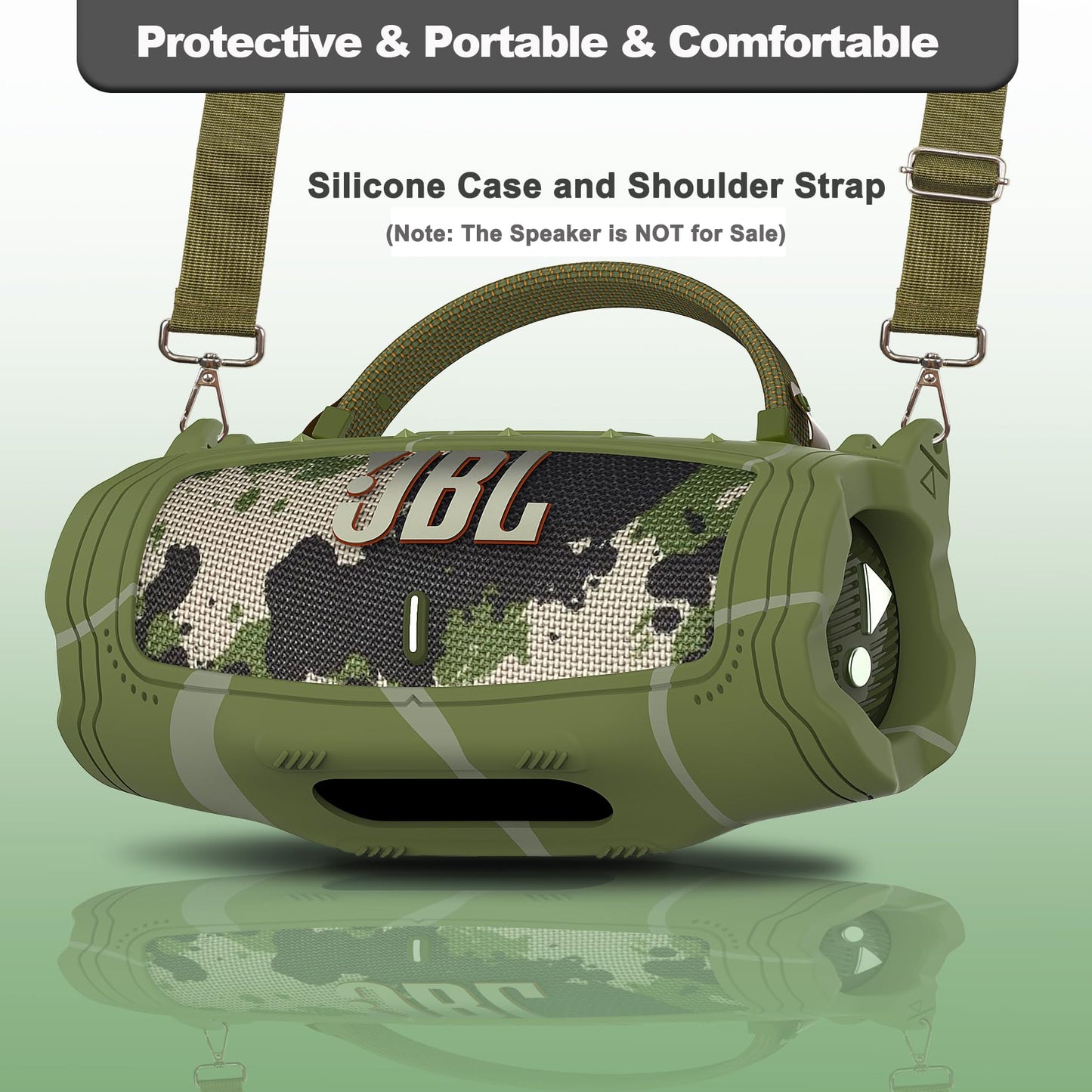 JCHPINE Silicone Cover and Hard Carrying Case for JBL Charge 6 Portable Bluetooth Speaker Accessories, Protective Cases for JBL Charge 6 AI Sound Bluetooth Speaker with Shoulder Strap (Squad)