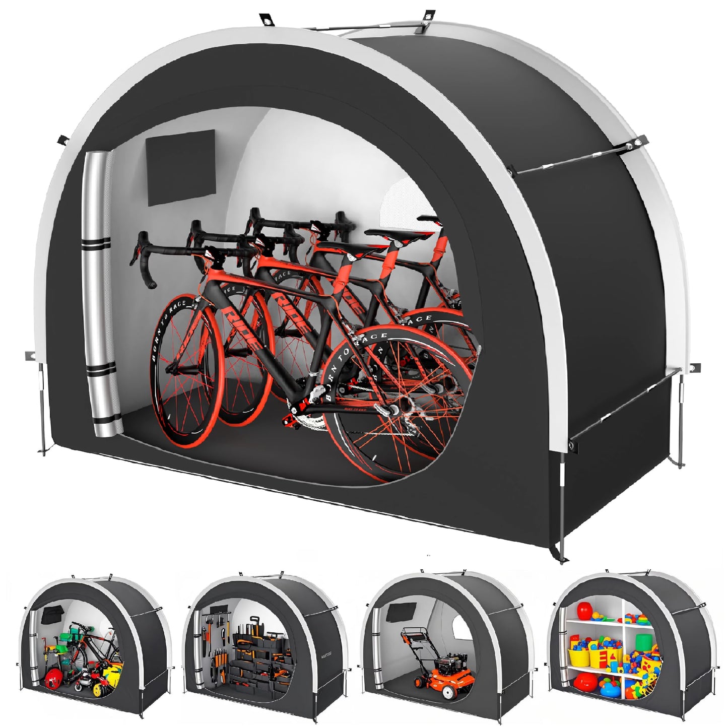 cepkquis 39.4" Larger Storage Shed Tent for Bikes,Motorcycle,ebike,eScooter,Lawn Mower Outdoor Protection with Waterproof, Dustproof, Windproof and Sunproof