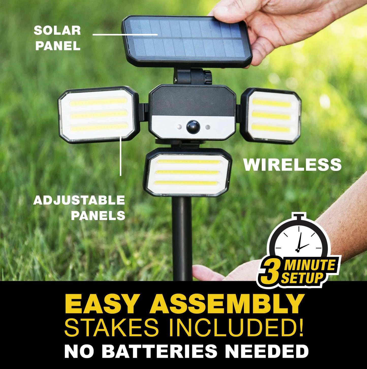 Bionic Floodlight 180 Degrees Swiveling Light by Bell+Howell Solar Lights Outdoor with Motion Sensor LED Solar Outdoor Lights 108 High Power LED Bulbs Adjustable Panels for Garden Patio As Seen On TV