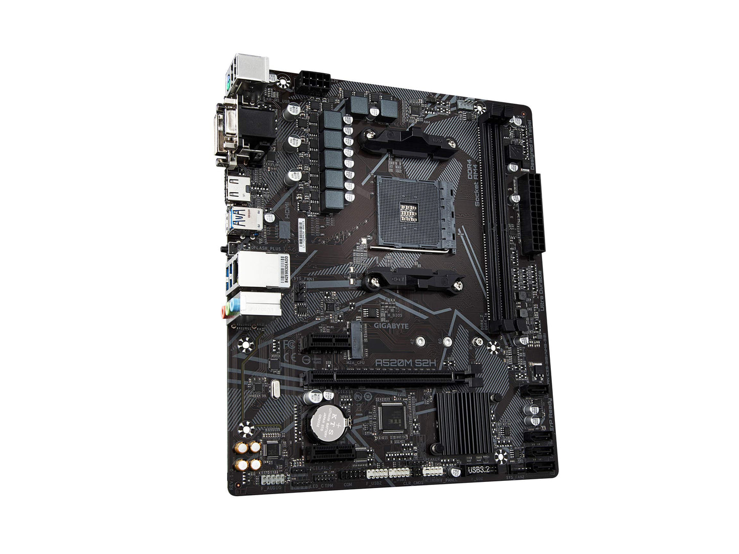Gigabyte A520M S2H (AMD Ryzen AM4/MicroATX/4+3 Phases Digital PWM/Gigabyte Gaming GbE LAN/NVMe PCIe 3.0 x4 M.2/3 Display Interfaces/Q-Flash Plus/RGB Fusion 2.0/Motherboard)