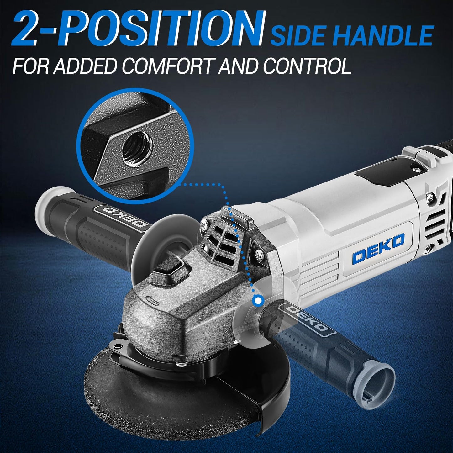 Angle Grinder Electric Power Tool: DEKOPRO 4-1/2 Inch 7.5-Amp Hand Corded Angle Grinder Power Grinders Tools with Grinding and Cutting Wheel, Disc for Metal, Wood, Hard Case