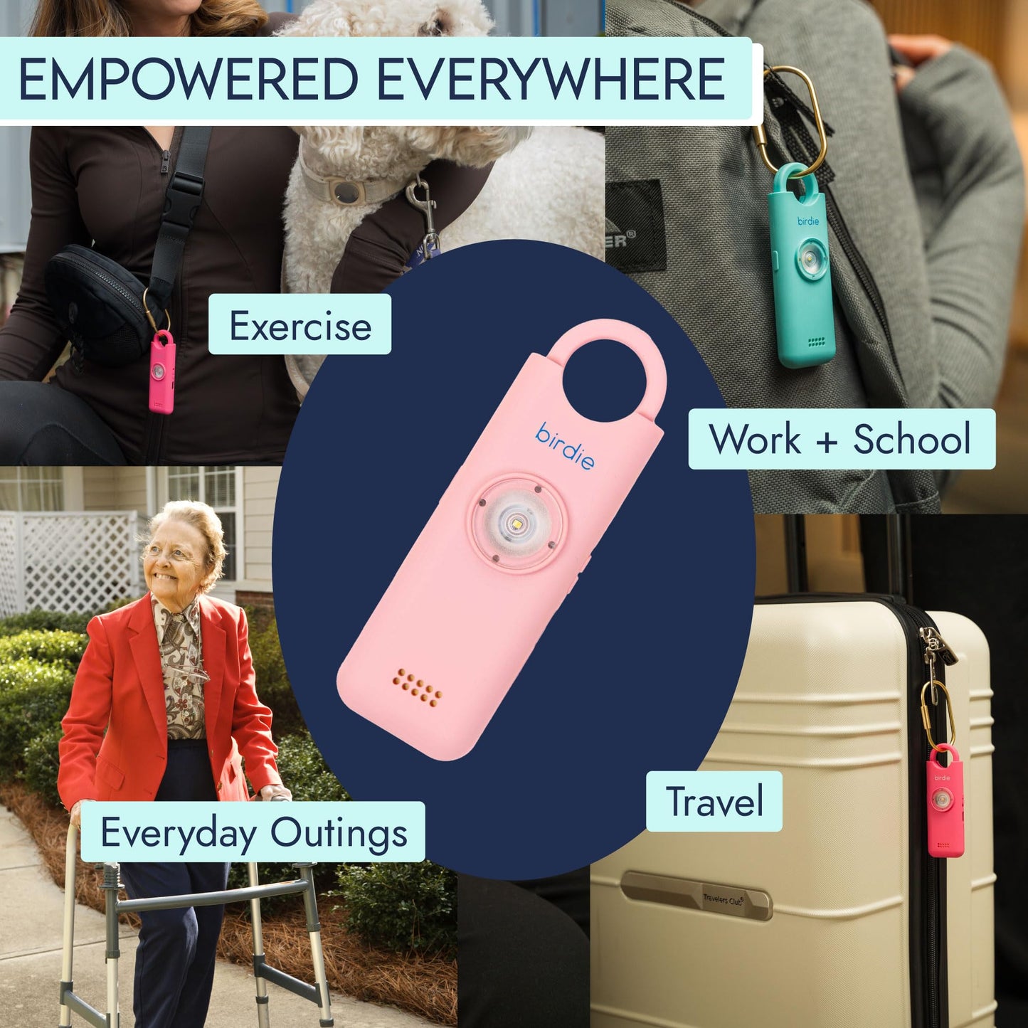 She's Birdie - The Original Personal Safety Alarm for Women by Women - Loud Siren, Strobe Light and Key Chain for Self Defense - Rechargeable with Power Switch and Flashlight (Blossom)