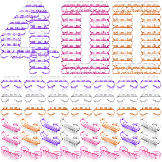 Bokon 400 Pcs Handle Grip Nail Brush Bulk Nail Scrub Brush Nail Brush for Toes and Nails Cleaner, Pedicure Scrubbing tool kit for Men and Women(Colorful)