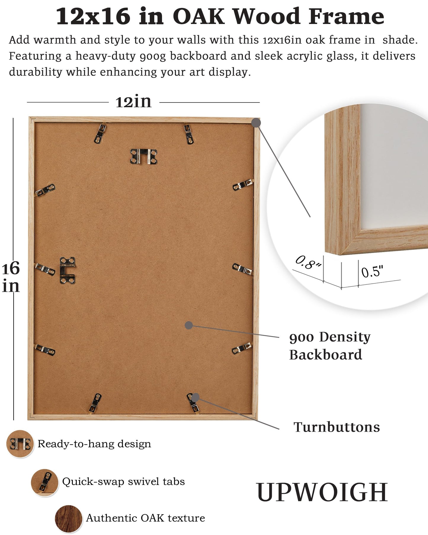 UPWOIGH 12x16 Beige Oak Wood Picture Frame Set of 3,Display Pictures 8.5x11 with Mat or 12x16 Without Mat,Minimalist 12x16in Poster Frames 3 Pack, Natural Solid Wooden Frame for Wall Art Photo Prints