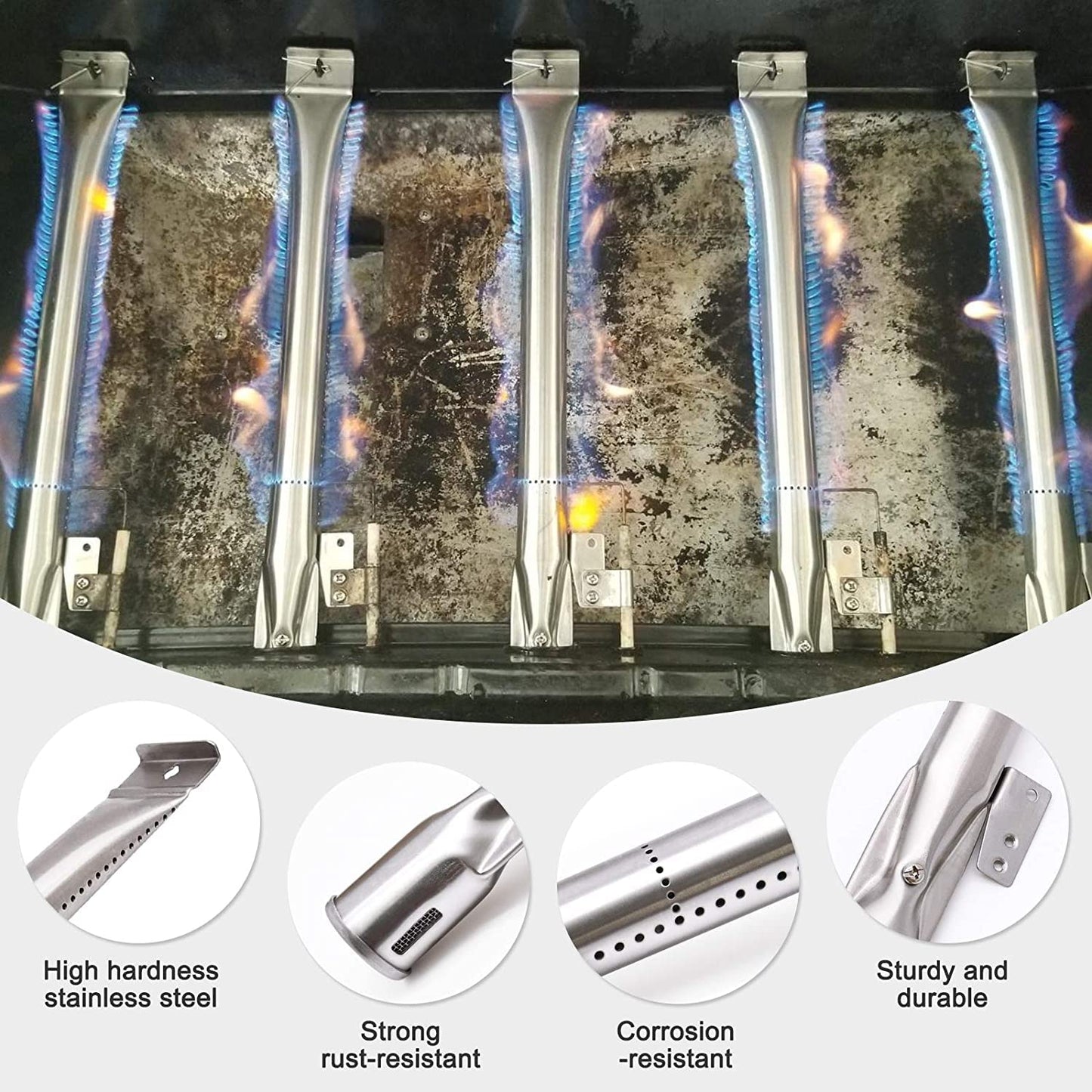 BBQ Replacement Parts for Nexgrill 720-0896CA 720-0898 720-0888A 720-0888 Grills, Included 6-Pack BBQ Heat Plates/Heat Shields, BBQ Burner Tubes Replacement for Nexgrill BBQ