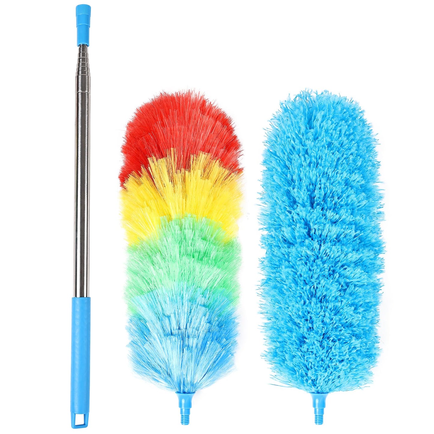 iHUFeather Extendable Rainbow Duster Electrostatic Bendable Microfiber Duster for Cleaning, Dust Cleaner, Cobweb Duster, Air Condition (2pcs)