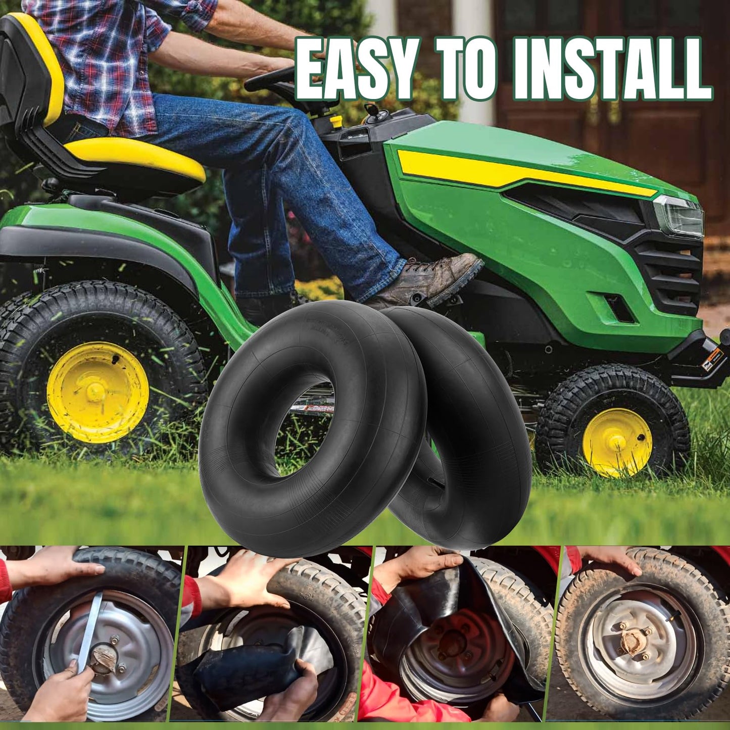 NIGOOLATA 20x8.00-8 Inner Tubes, 20x8-8, 20x10.00-8, 20x10-8 Inner Tube Replacement with Straight Valve Stem (2-Pack) - for Mower, Tractor, Golf Cart, ATVs