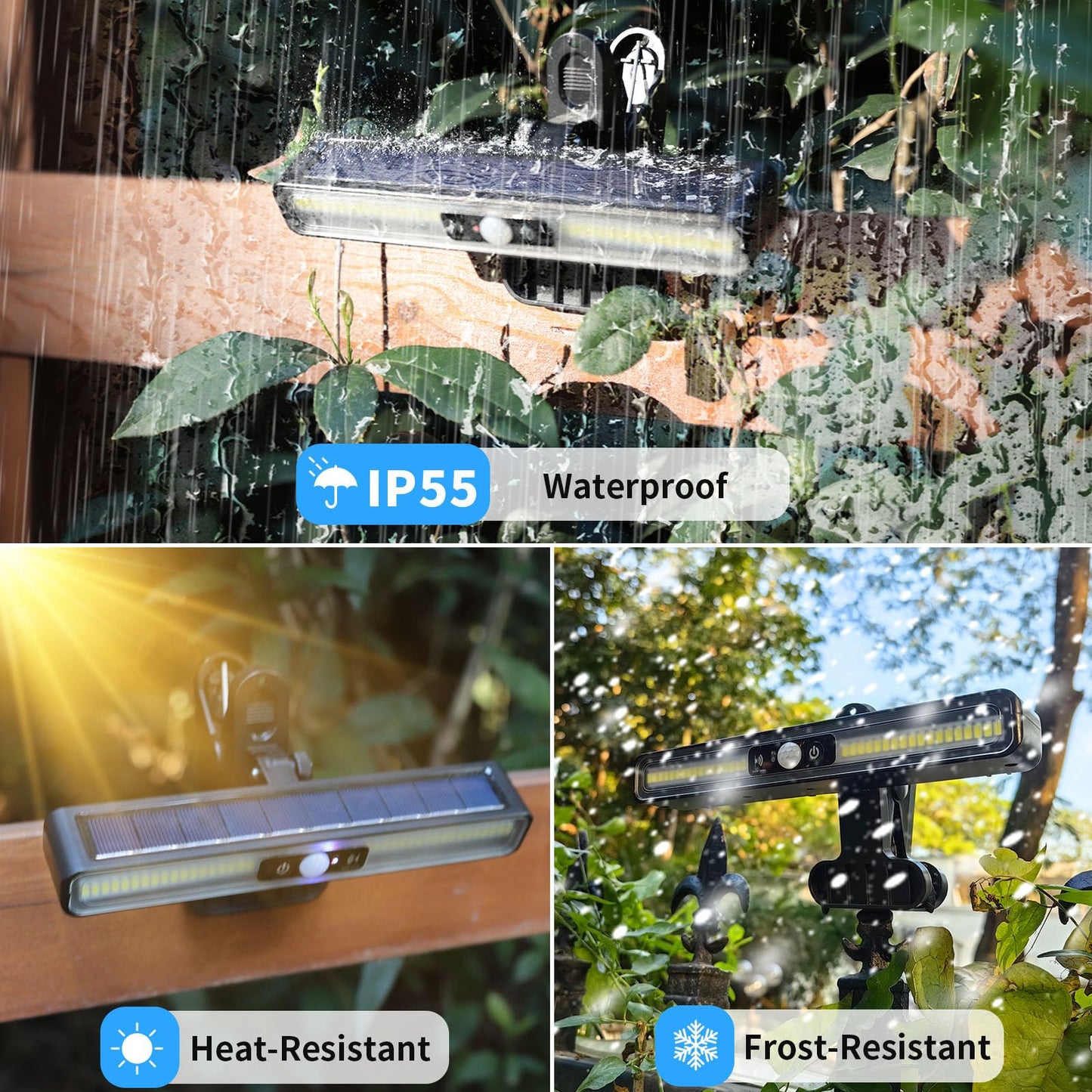 Outdoor Solar Lights, 4 Pack Clip On Solar Motion Lights Outdoor Waterproof, Solar Fence Lights Outside with 36 LEDs, 6000K Portable Solar Powered Security Light for Fence Garage Camping Driveway