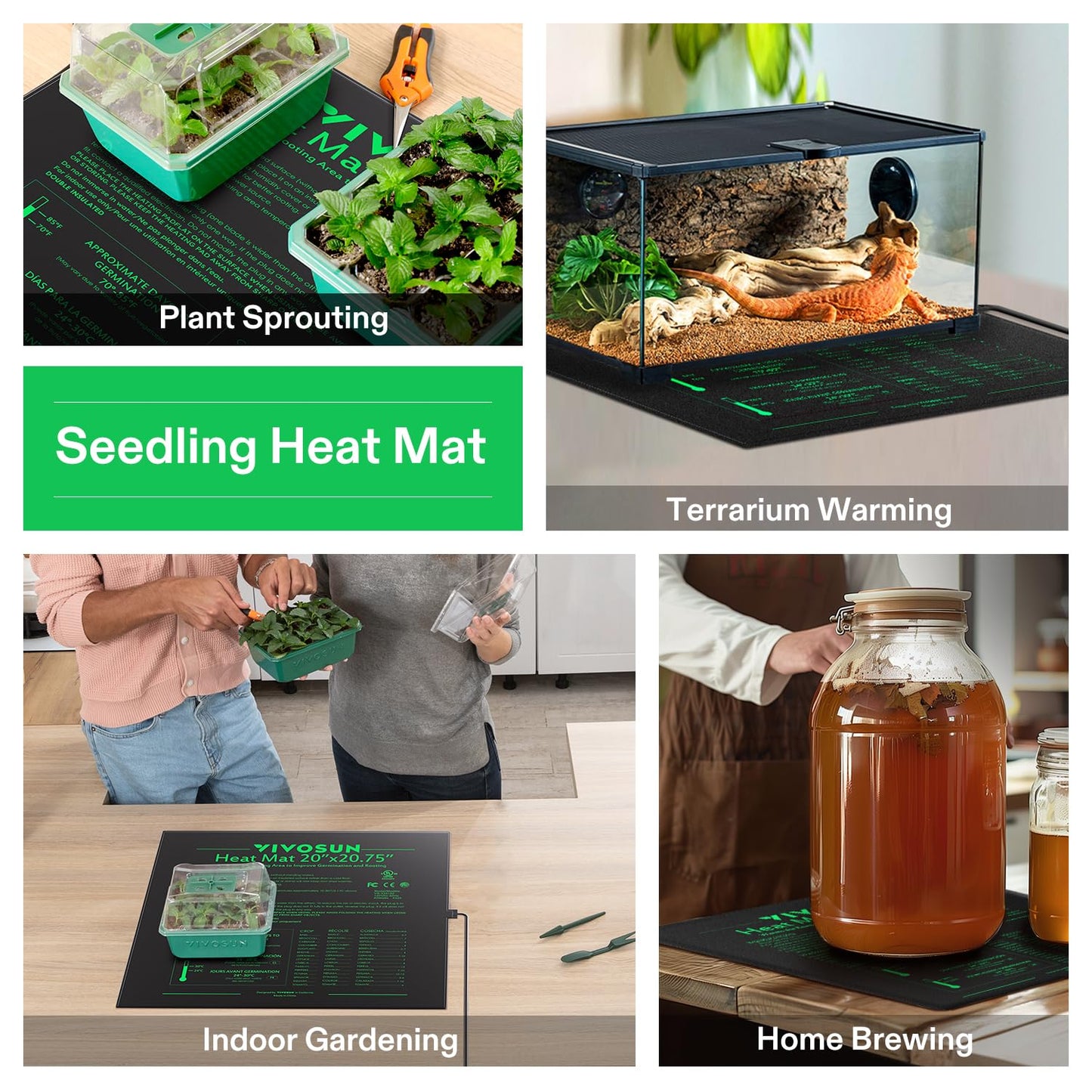 VIVOSUN Durable Waterproof Seedling Heat Mat 20" x 20.75" UL & MET-Certified Warm Hydroponic Heating Pad for Germination, Indoor Gardening, Greenhouse