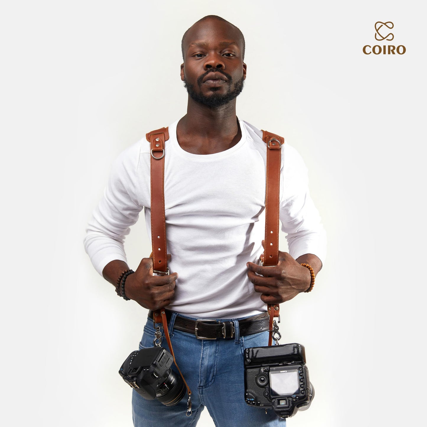 Camera Accessories Dual Harness Two Cameras - Shoulder Leather Strap - Multi Gear Double Camera Accessories DSLR/SLR ProInStyle Strap by Coiro