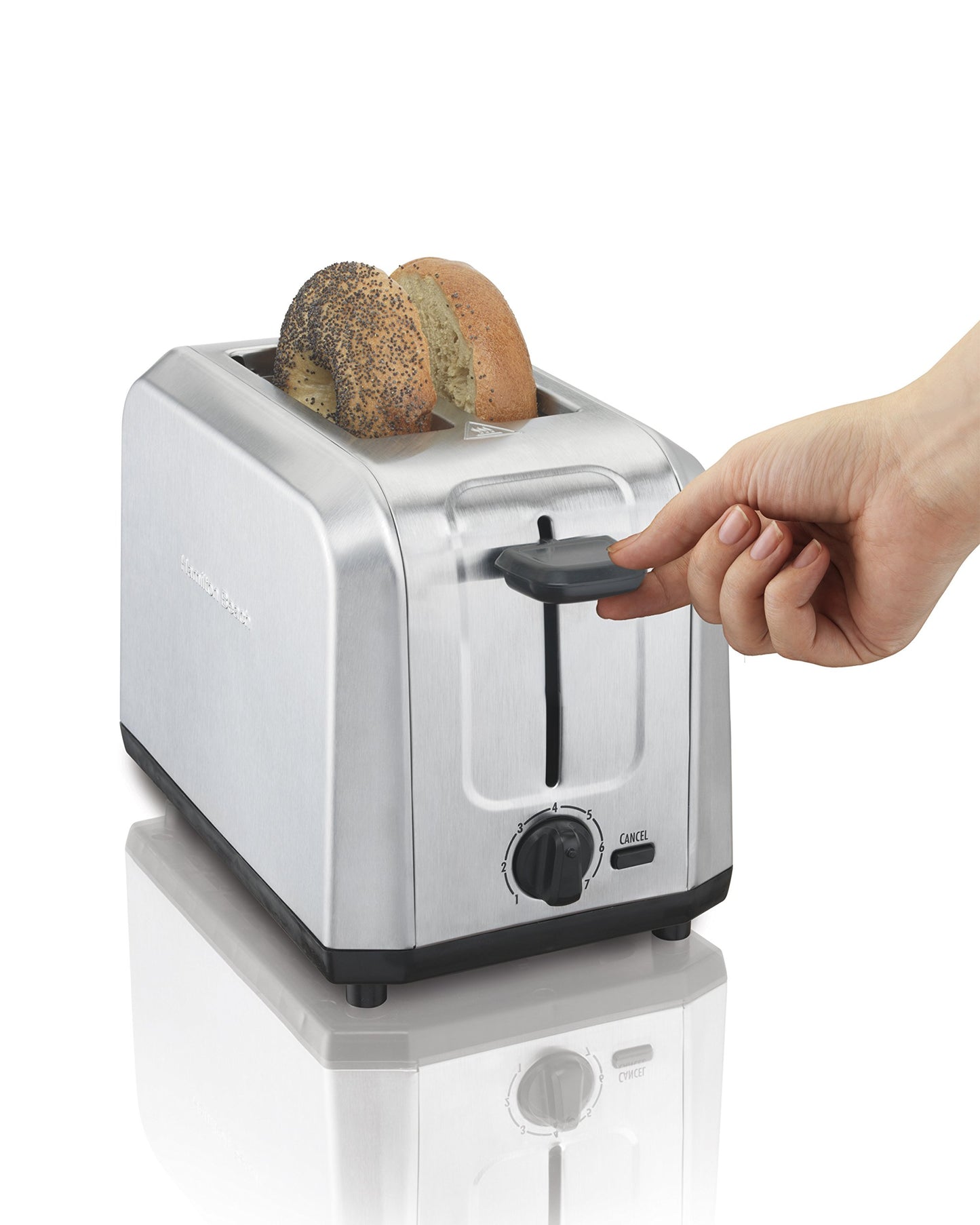 Hamilton Beach 2-Slice Toaster, Stainless Steel, Extra-Wide Slot Toaster with Shade Selector, Toast Boost, Auto Shutoff, Slide-Out Crumb Tray, Cord Wrap, 22910C