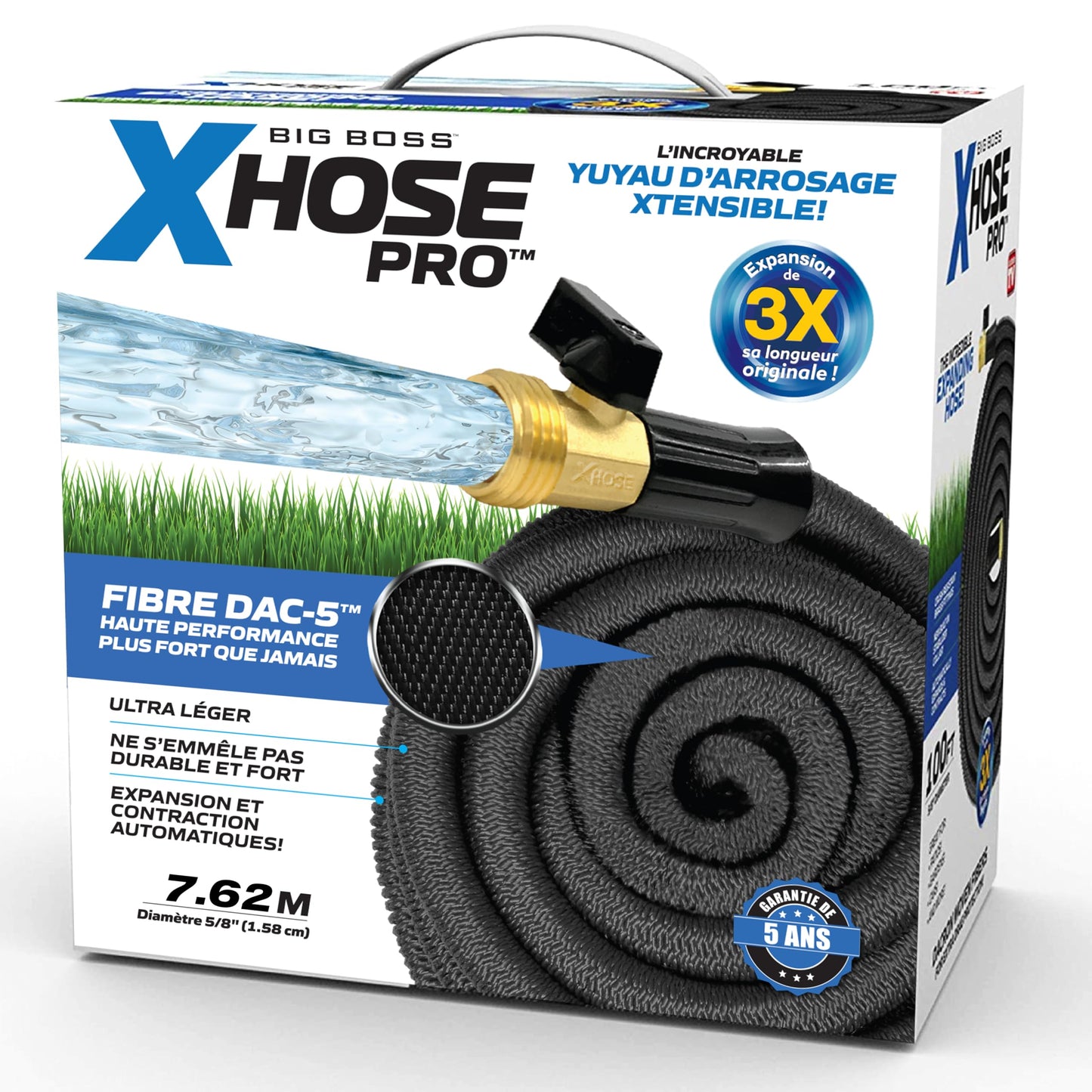 X-Hose Pro Expandable Garden Hose 25Ft, Heavy Duty Lightweight Retractable Water Hose, Flexible Hose, Weatherproof, Crush Resistant Solid Brass Fittings, Kink Free Expandable Hose as Seen on TV