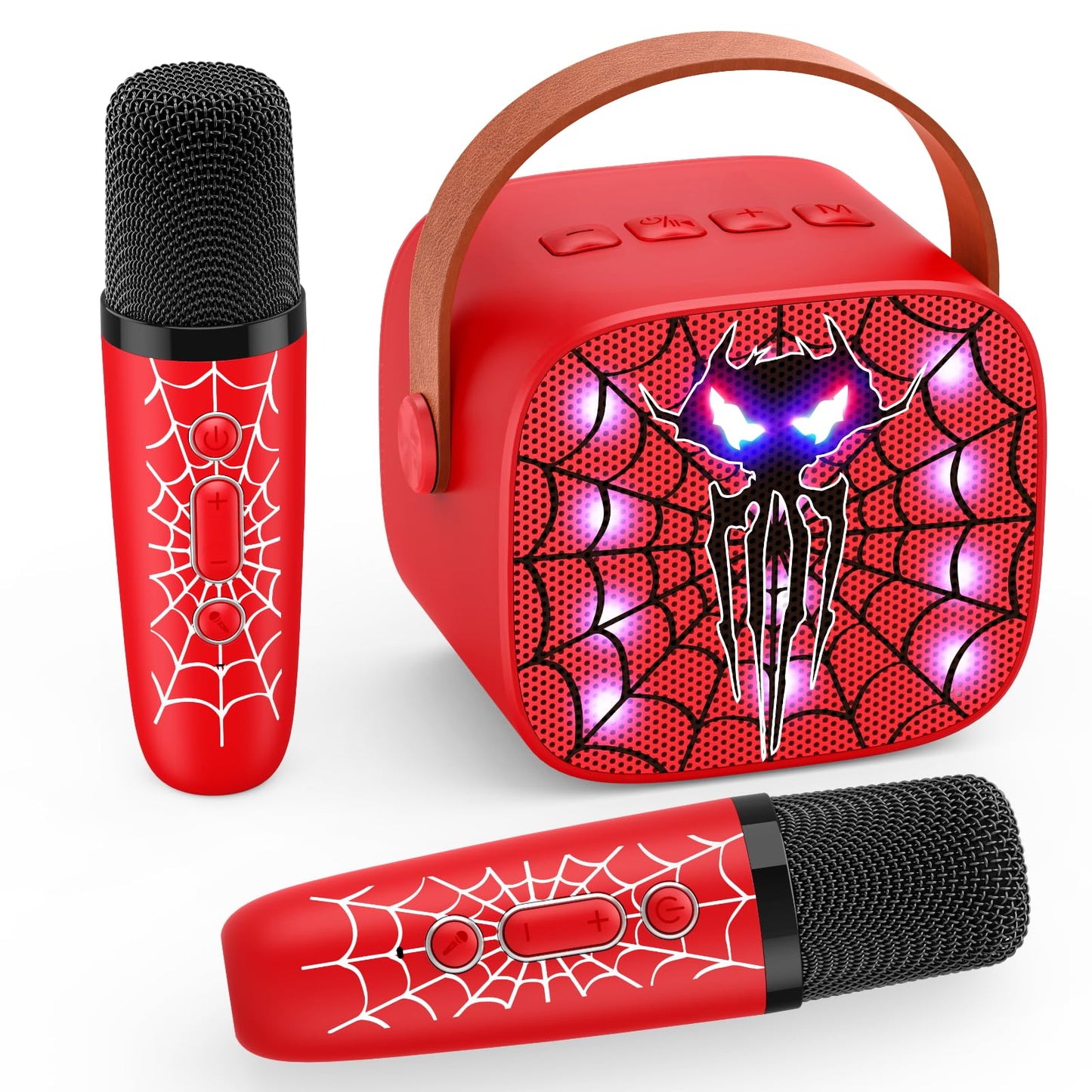 Spider Mini Karaoke Machine with 2 Mic, vicia 3 4 5 6 7 8 Year Old Boy Gifts Karaoke Microphone for Kids Toys for 4-6 6-8 8-12 Year Old Boys Christmas Birthday Gifts for Boys Girls Man Adult