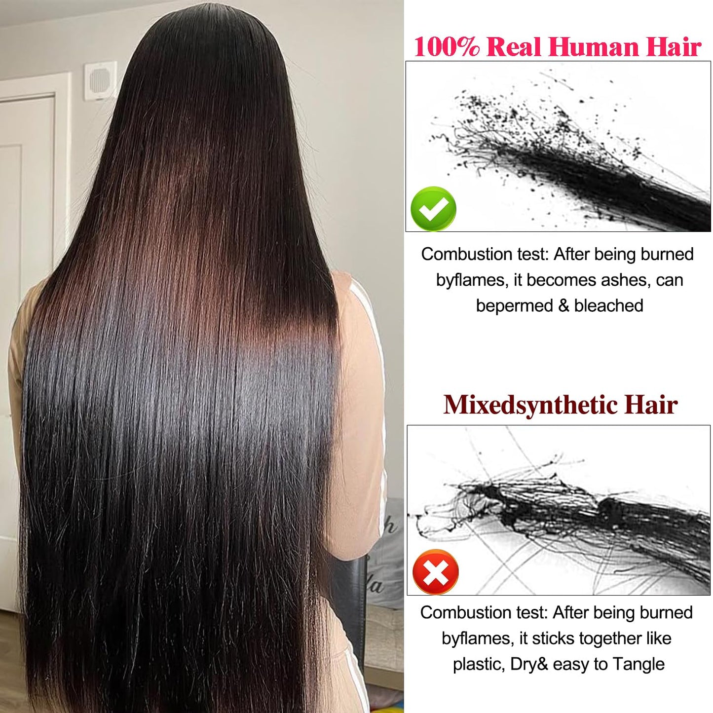 13x6 HD Full Lace Frontal Wig Human Hair 200 Density Straight Lace Front Wigs Human Hair Pre Plucked with Baby Hair 12A 100% Virgin Human Hair Wigs for Black Women Full and Thick Natural Black 22 Inch