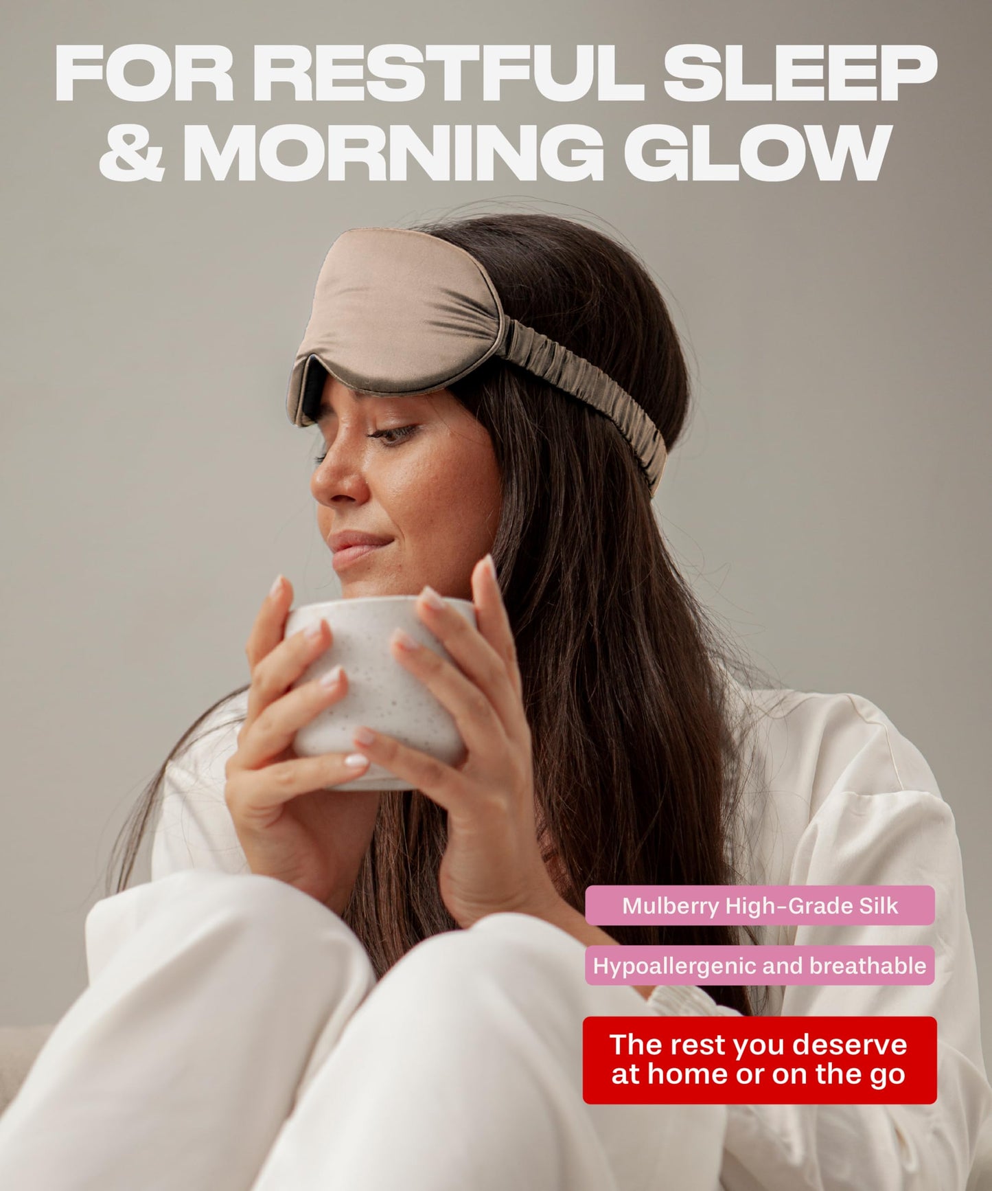 Colorado Home Co Sleep Mask, Silk Eye Mask for Sleeping, Lash Extension Eye Mask for Sleeping, Travel Sleep Mask, Blackout 3D Eye Sleep Mask for Women and Men, Silk Contoured Sleep Mask Nude Champagne