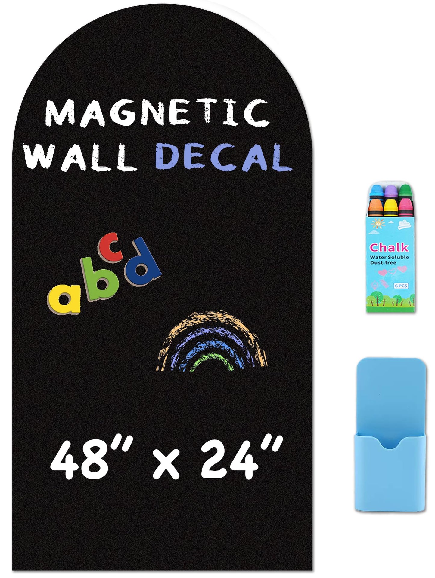 HeatPomelo Arch Magnetic Wall Decal - 48" x 24"(122x60cm) Matte Finish Chalkboard Sticker for Wall - Magnetic Board for Playroom, Home Classroom(Black)
