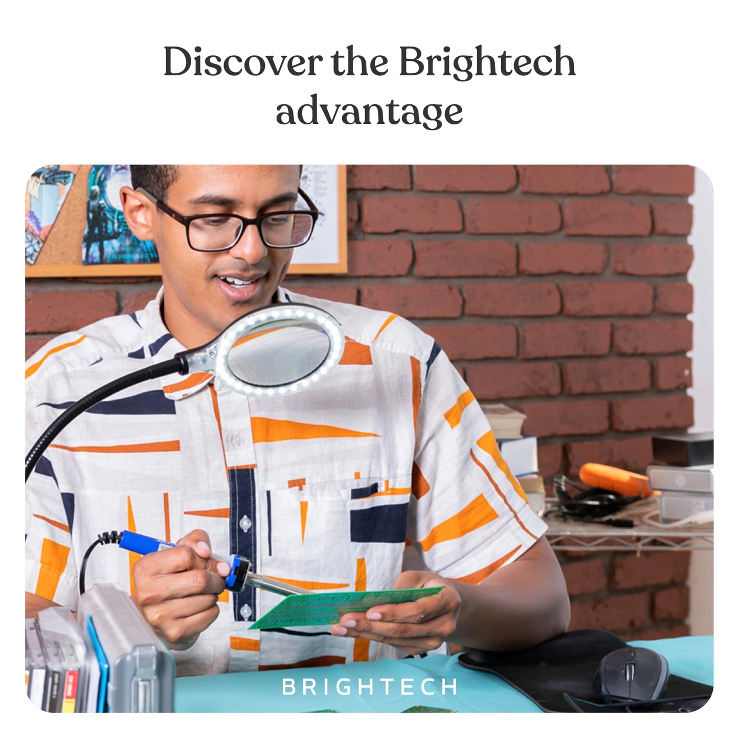 Brightech LightView Flex Magnifying Desk Lamp, 1.75X Light Magnifier, Adjustable Magnifying Glass with Light for Crafts, Reading, Close Work