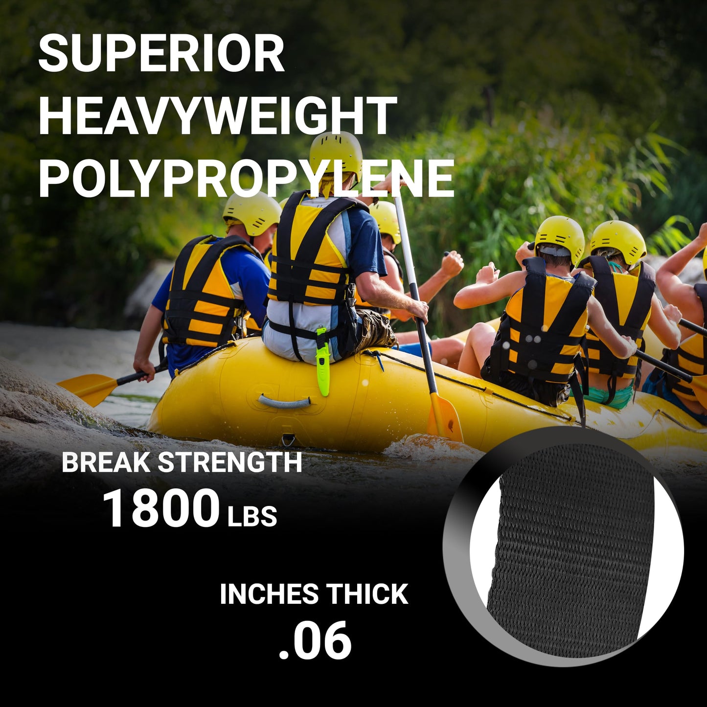 Strapworks Heavyweight Polypropylene Webbing - Heavy Duty Poly Strapping for Outdoor DIY Gear Repair, 2 Inch x 50 Yards, Black