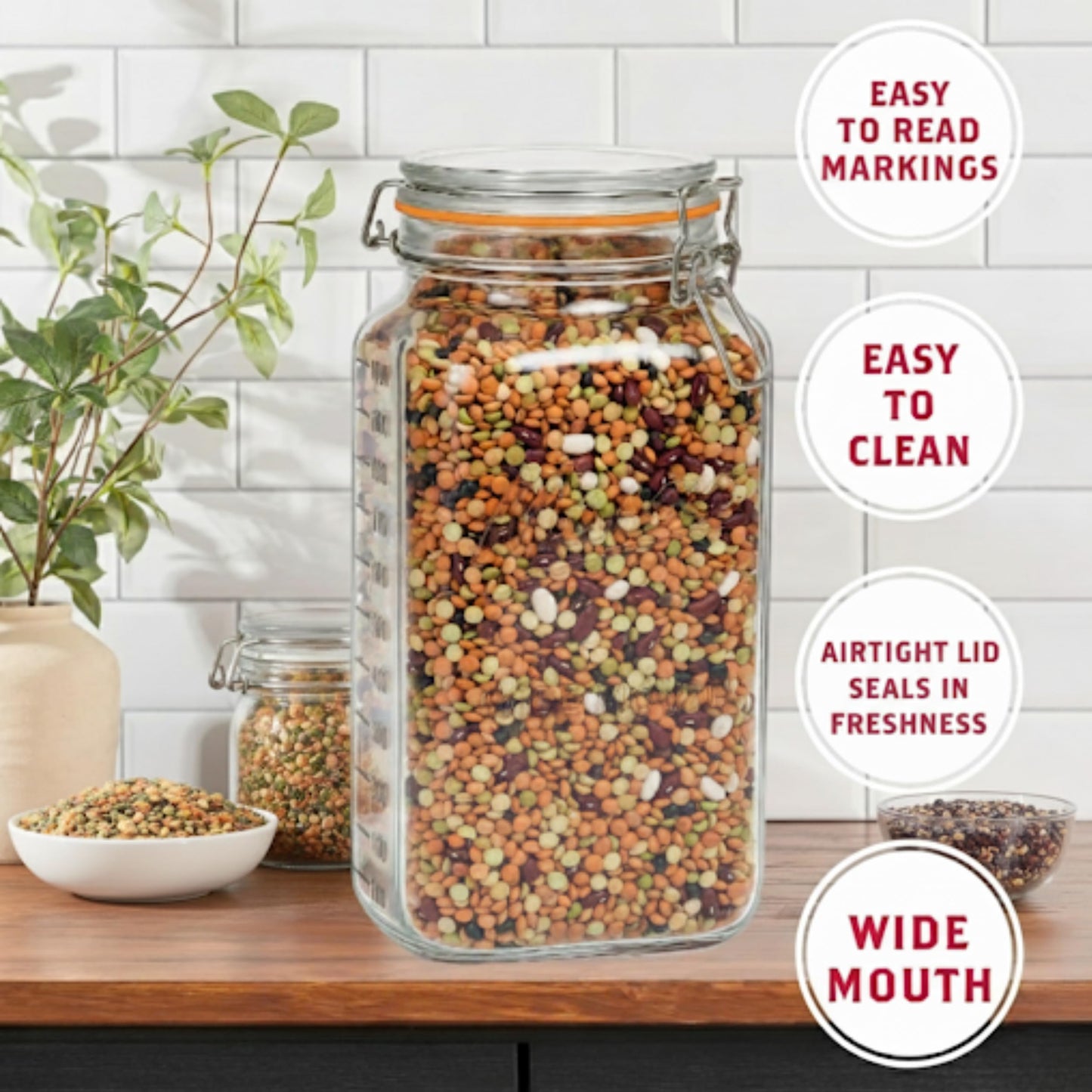 kitchentoolz 2 Gallon Large Glass Mason Jar with Airtight Lid- Extra Wide Mouth - Big Fermentation & Canning Container - Jumbo Storage - Pack of 1
