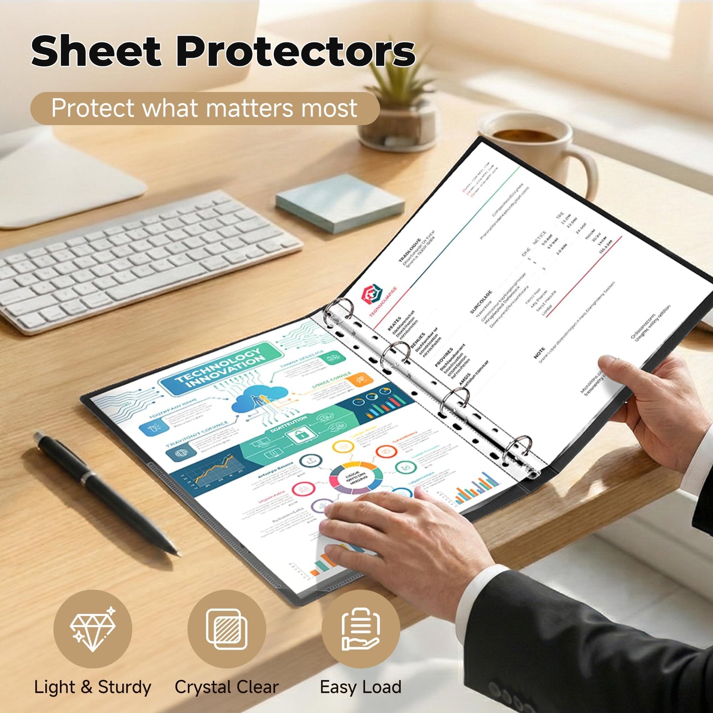 360 Pack Clear Sheet Protectors 8.5 x 11 Inch, Plastic Page Sleeves for 3 Ring Binder, Transparent Letter-Size Document Covers, Top Loading, for Paper Documents, Home, School and Office Use