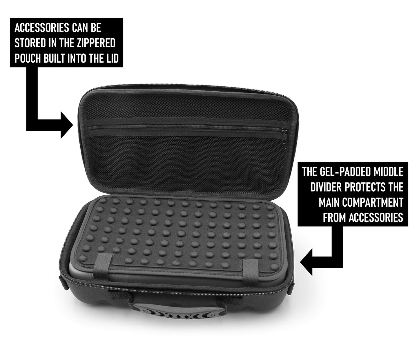 CASEMATIX Two Wireless Microphone Case Compatible with Wireless Mic System Handheld Microphones Sennhesier, Shure and More, Dual Mic Bag with Shoulder Strap and Hard Shell Exterior